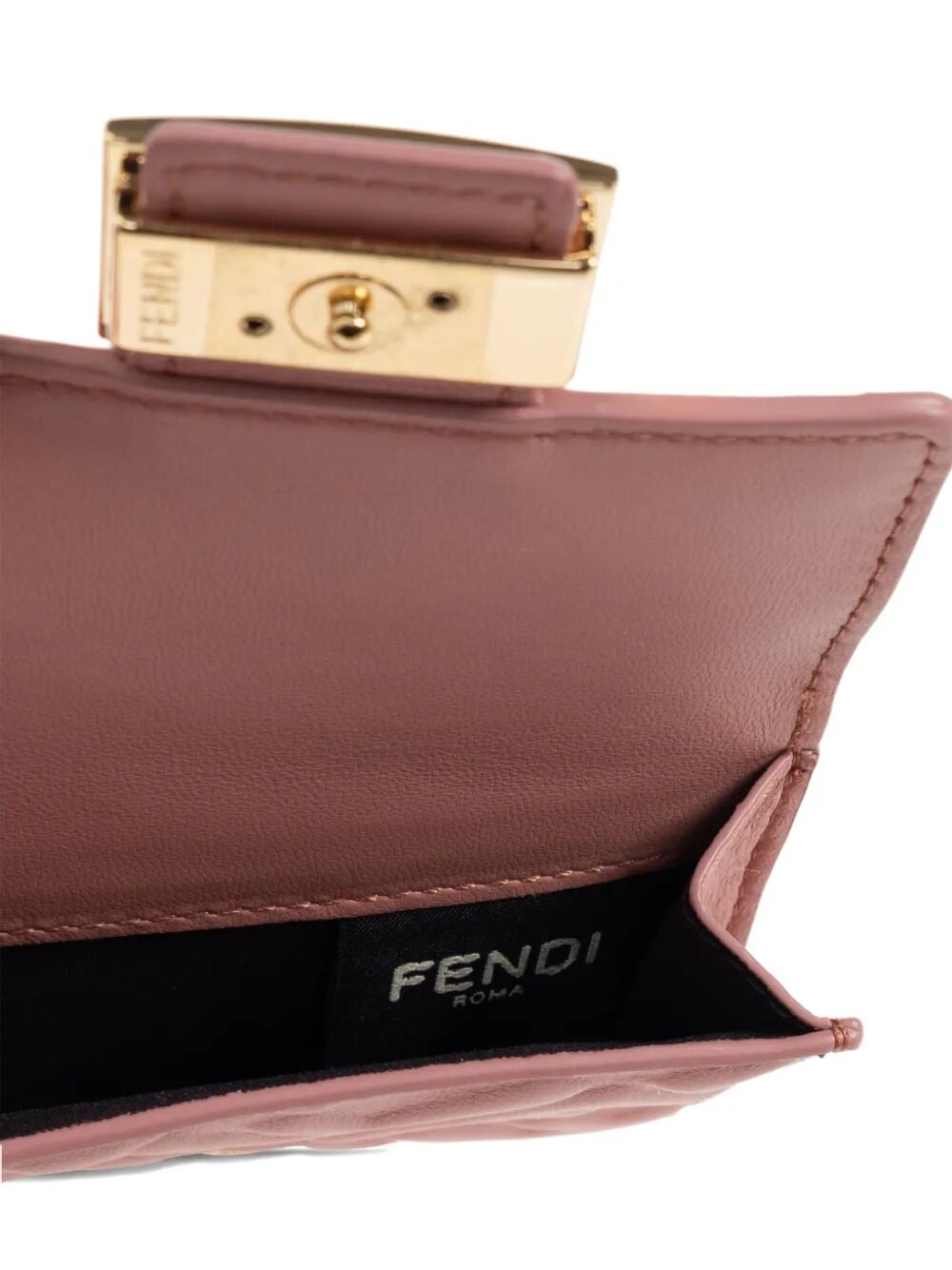 FENDI Mini Nappa Leather Baguette Trifold Wallet (W 9.5 x H 7.5 x D 3 CM)