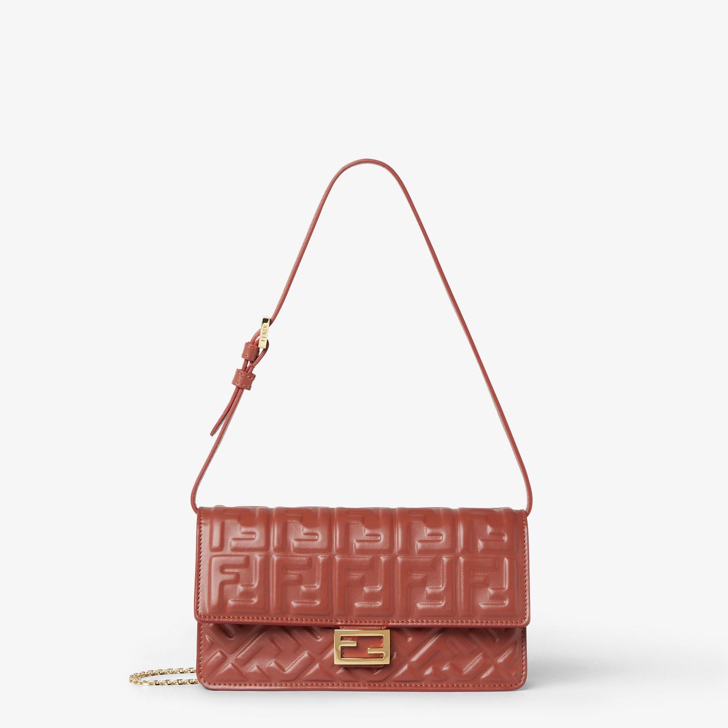 FENDI Mini Wallet on Chain Baguette in Nappa Leather with FF Motif