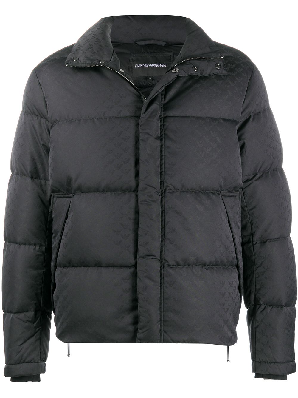 EMPORIO ARMANI High Neck Quilted Monogram Print Down Jacket