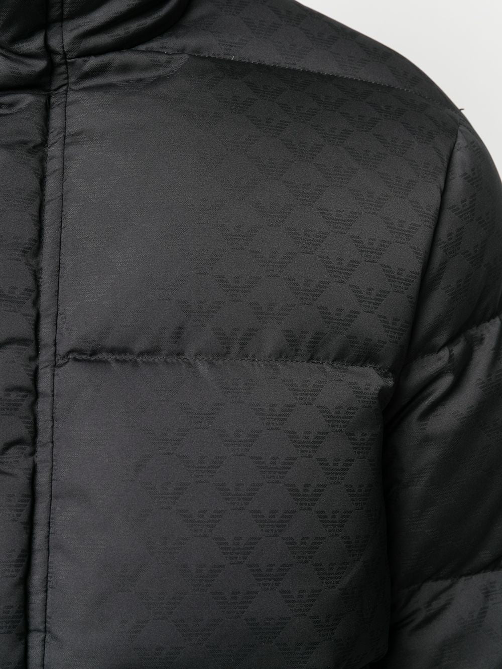 EMPORIO ARMANI High Neck Quilted Monogram Print Down Jacket
