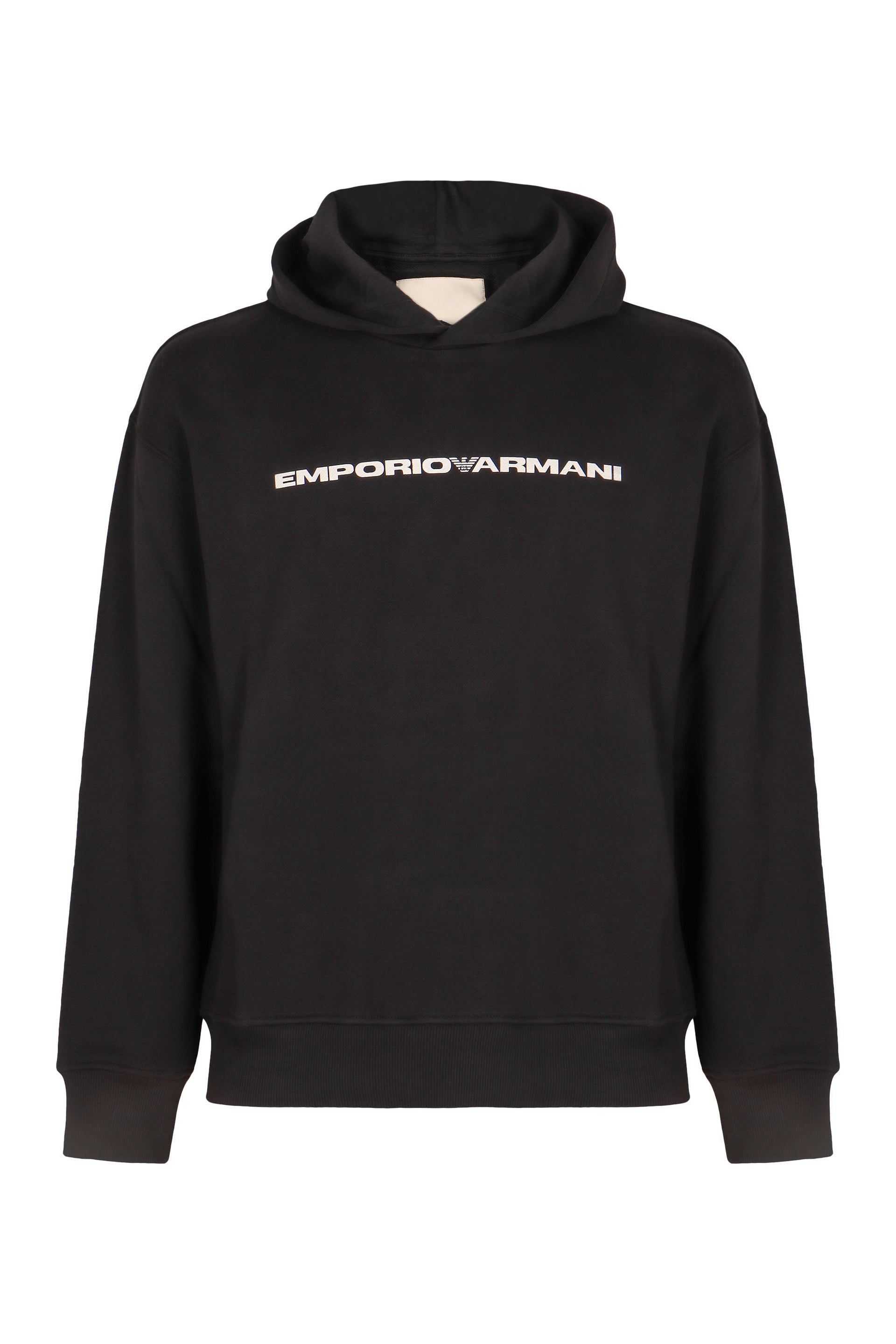 EMPORIO ARMANI Men's Cotton Hoodie with Ribbed Edges