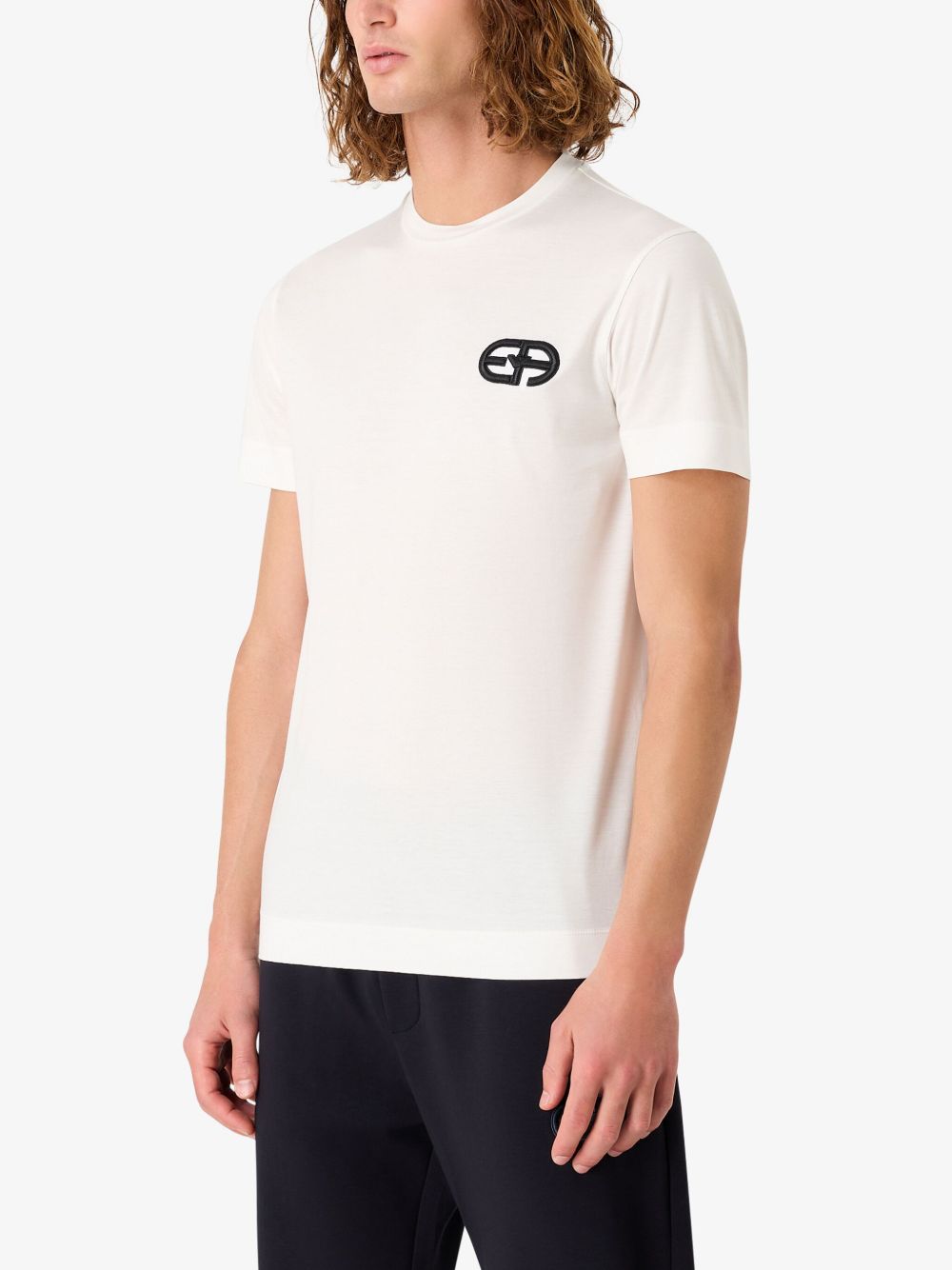 EMPORIO ARMANI Logo Cotton Blend T-Shirt for Men - FW25 Collection