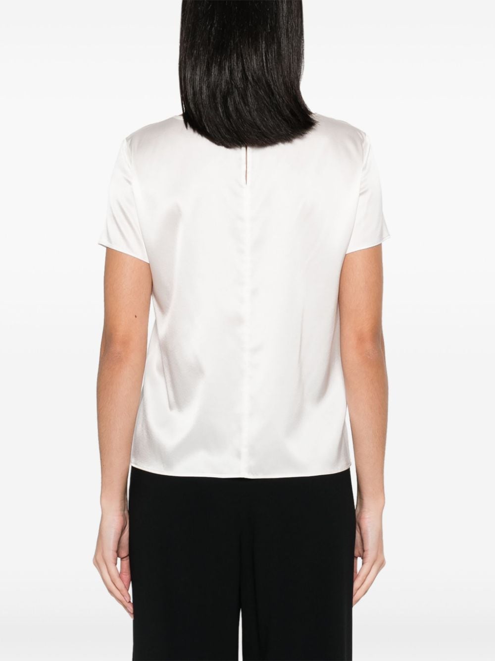 EMPORIO ARMANI Silk Top with Round Neck and Short Sleeves