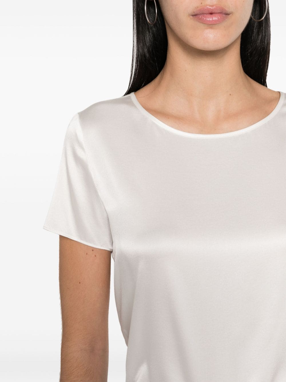 EMPORIO ARMANI Silk Top with Round Neck and Short Sleeves