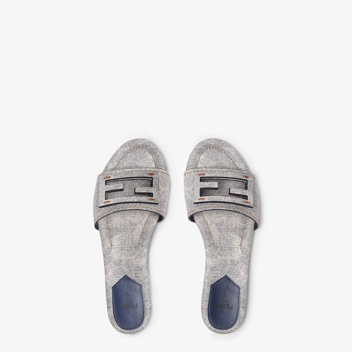 FENDI Printed Leather Baguette Slippers for Women