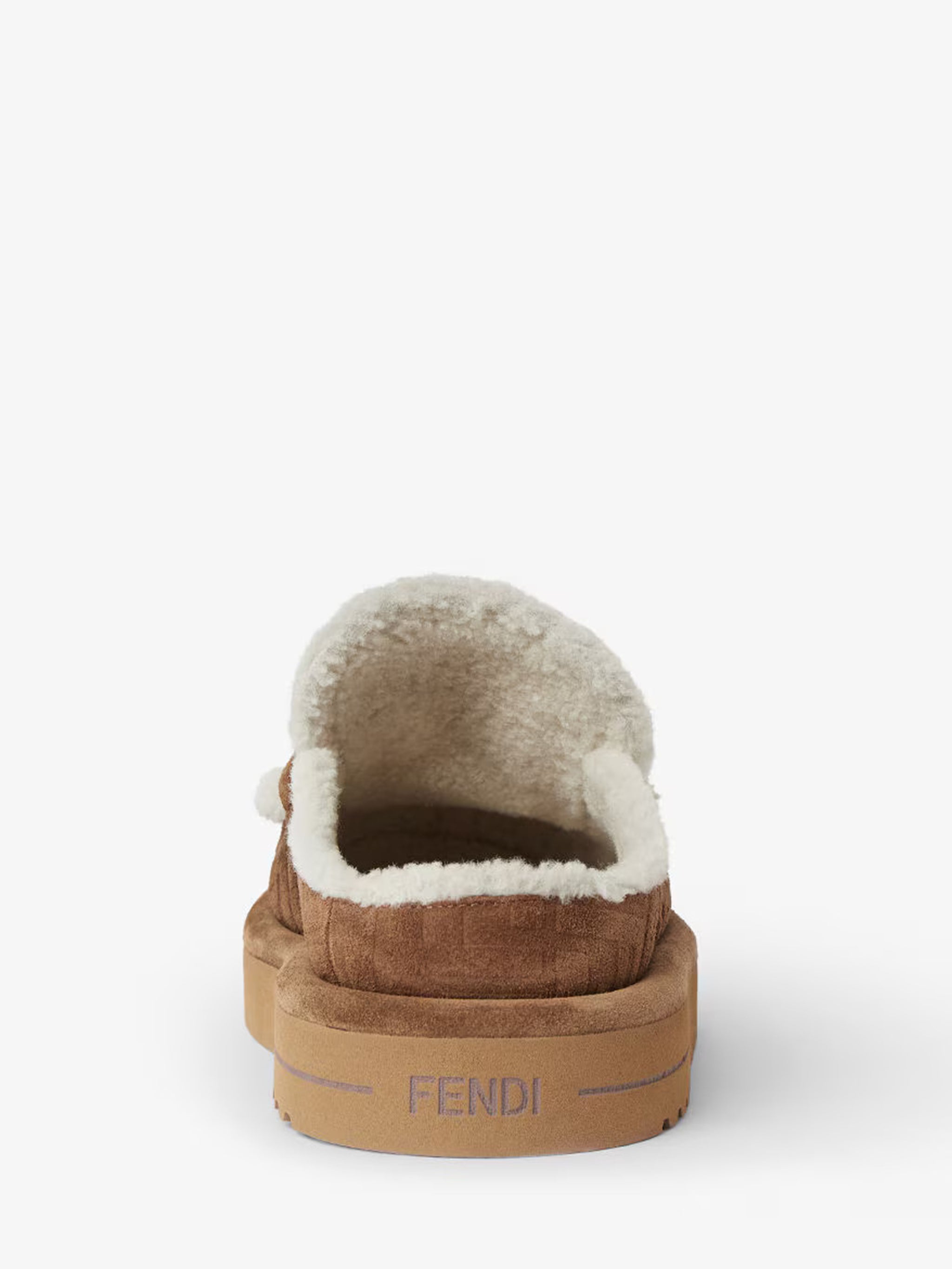 FENDI Apres Chic FF Suede and Shearling Sabots