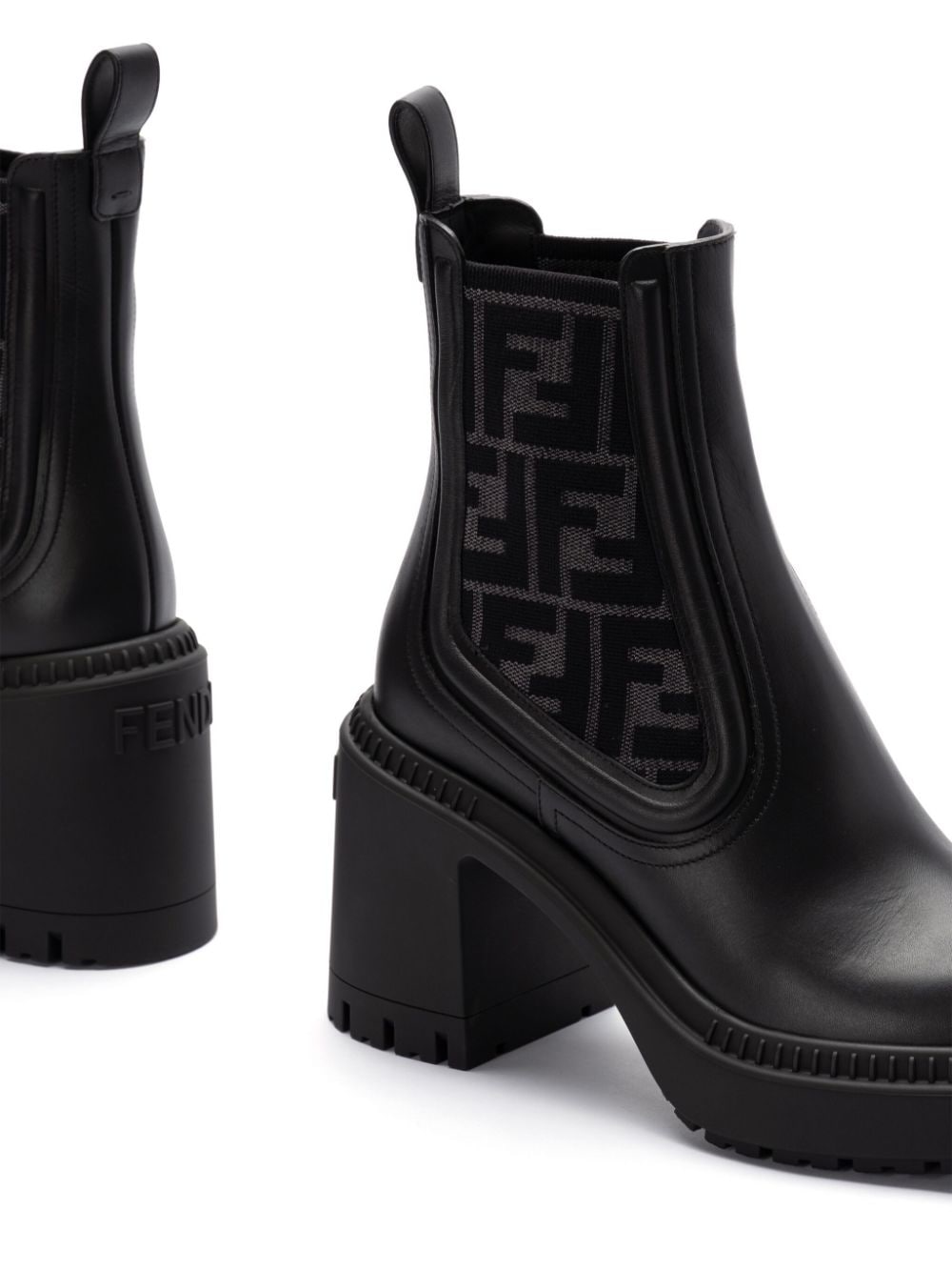 FENDI Leather Embossed Monogram Boots for Women