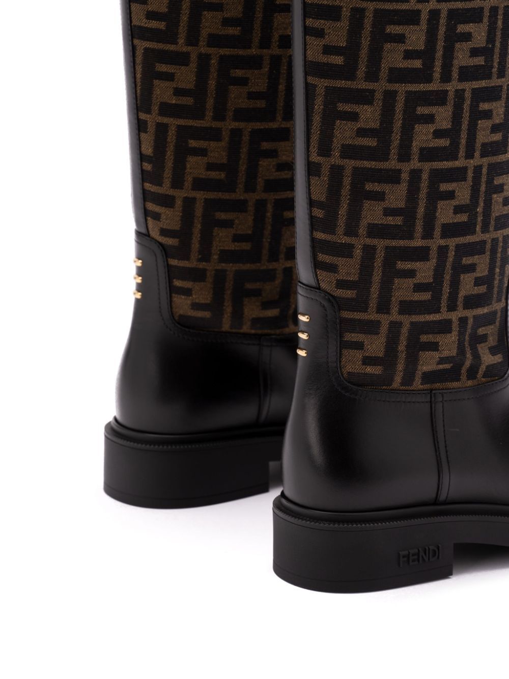 FENDI Elegant Leather and Fabric Heeled Boots for Women