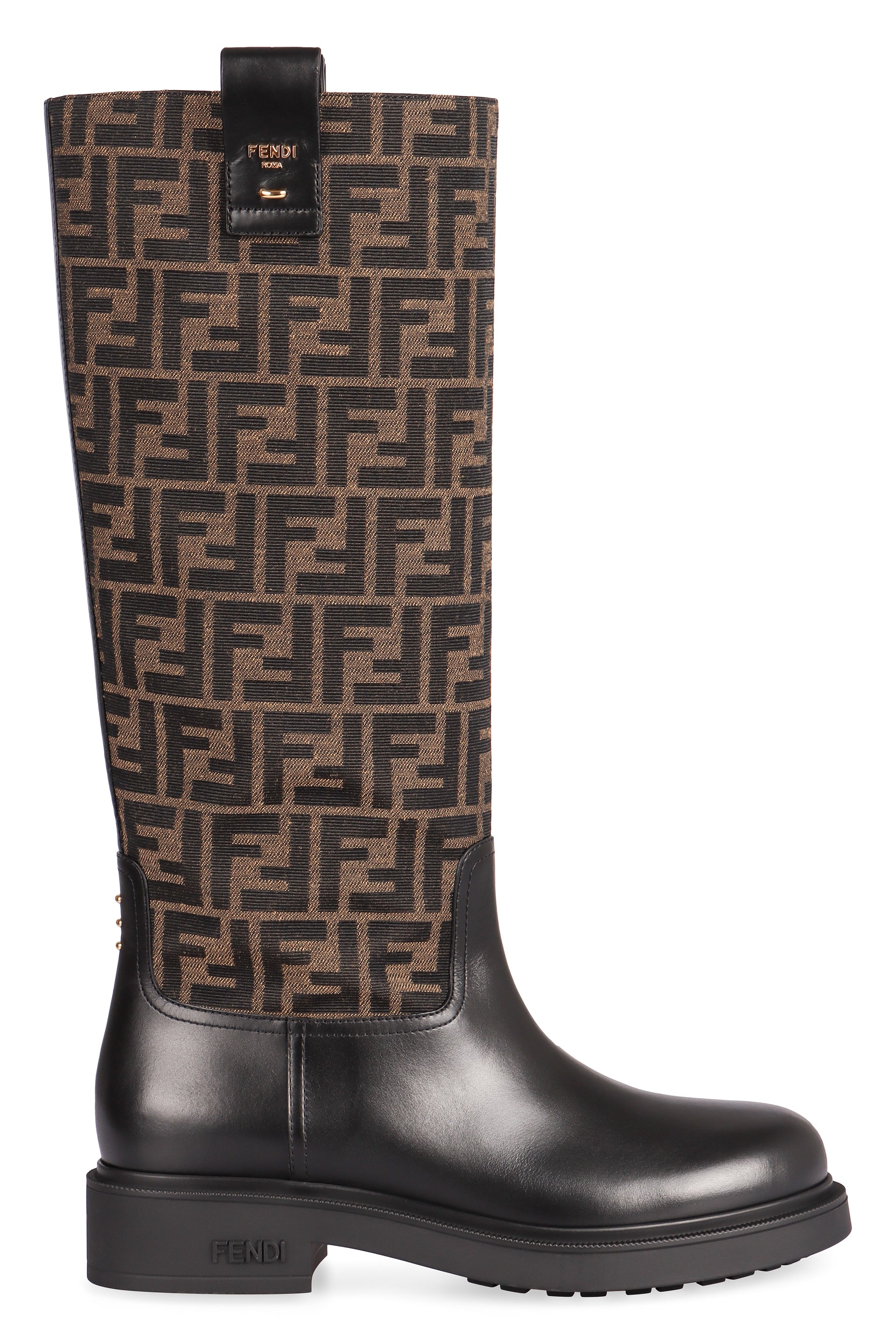 FENDI Elegant Leather and Fabric Heeled Boots for Women