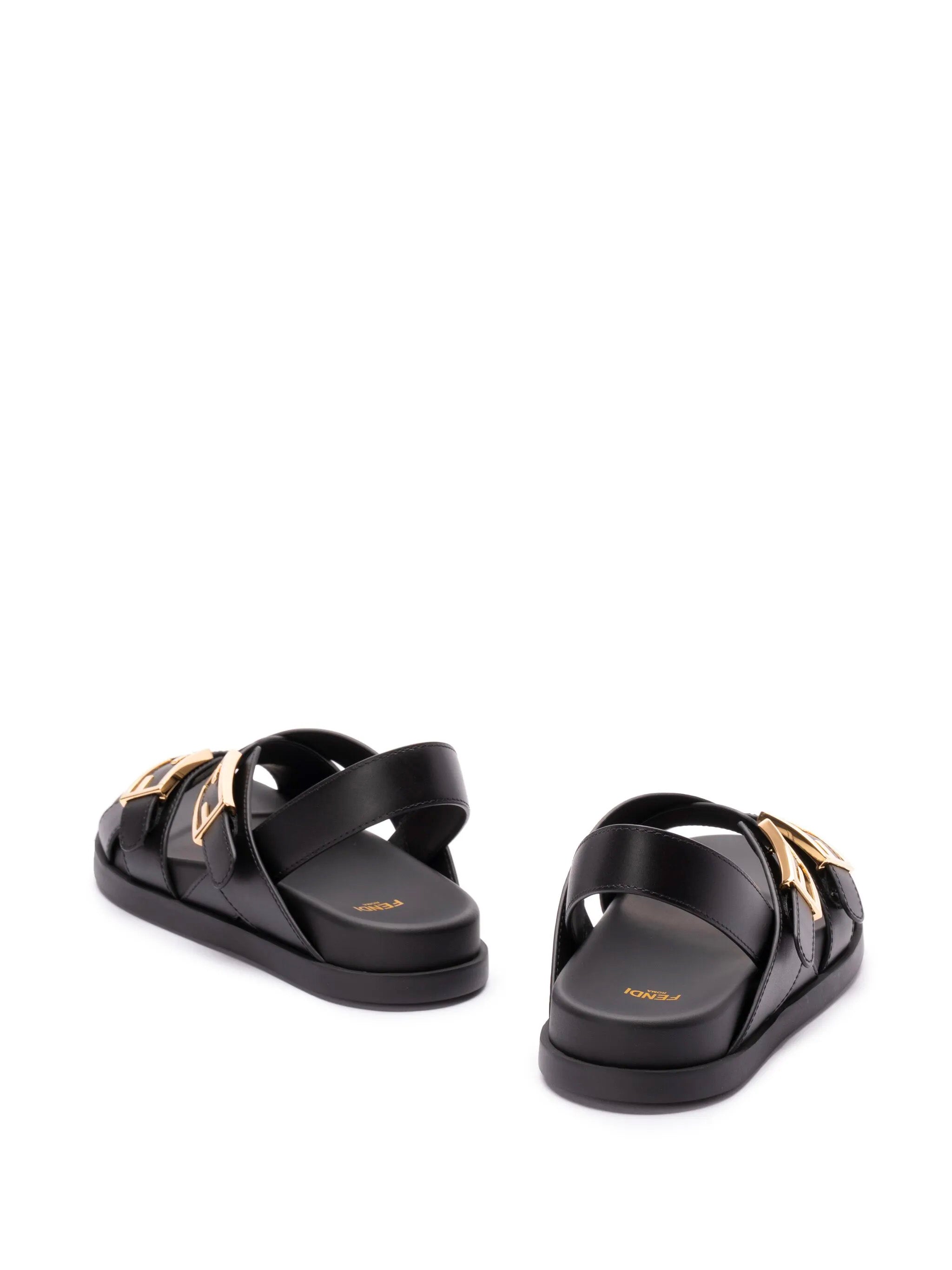 FENDI Triple-Band Flat Cross-Over Slide Sandals