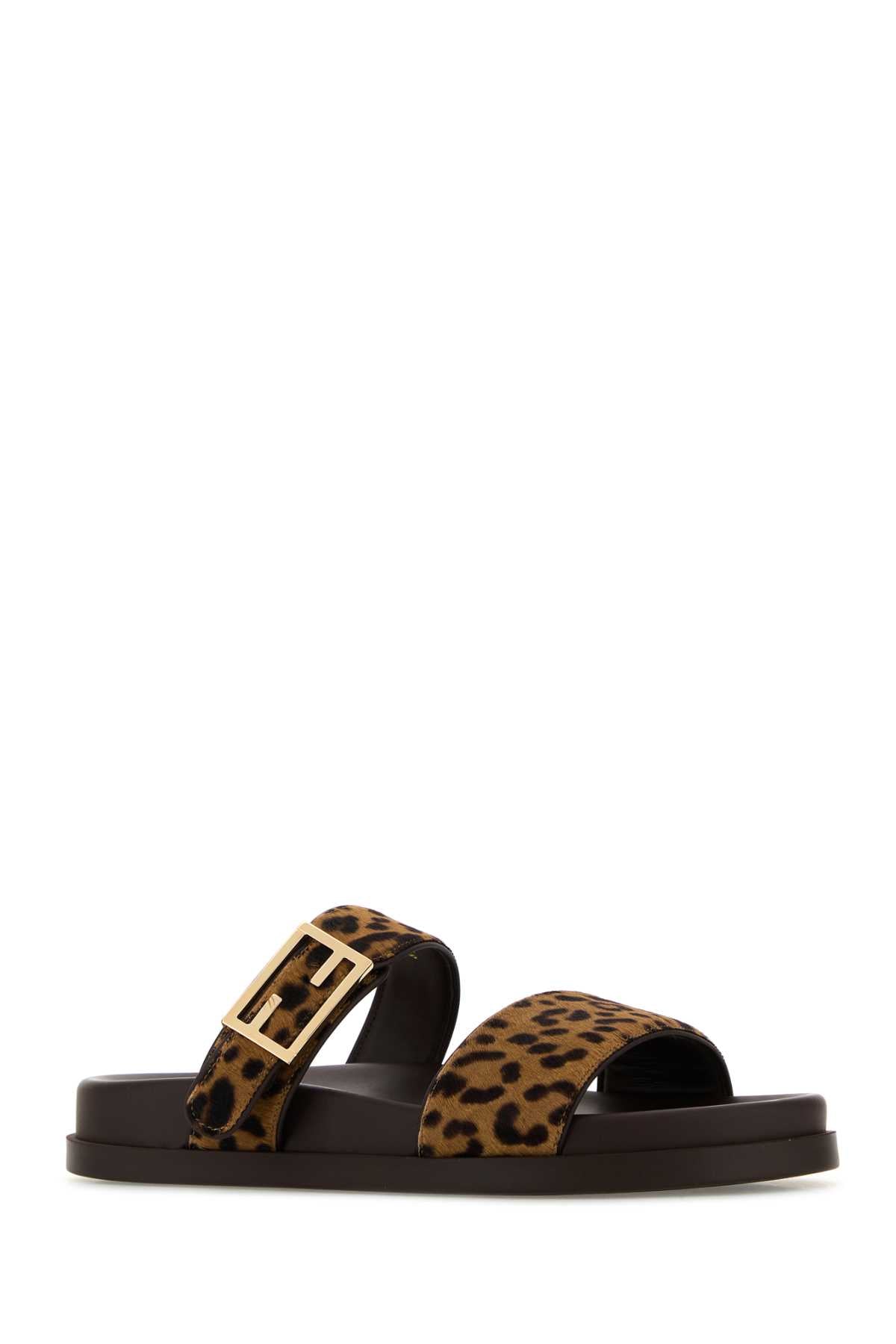 FENDI Animal Print Leather Hair Feel Slippers for Women - FW25