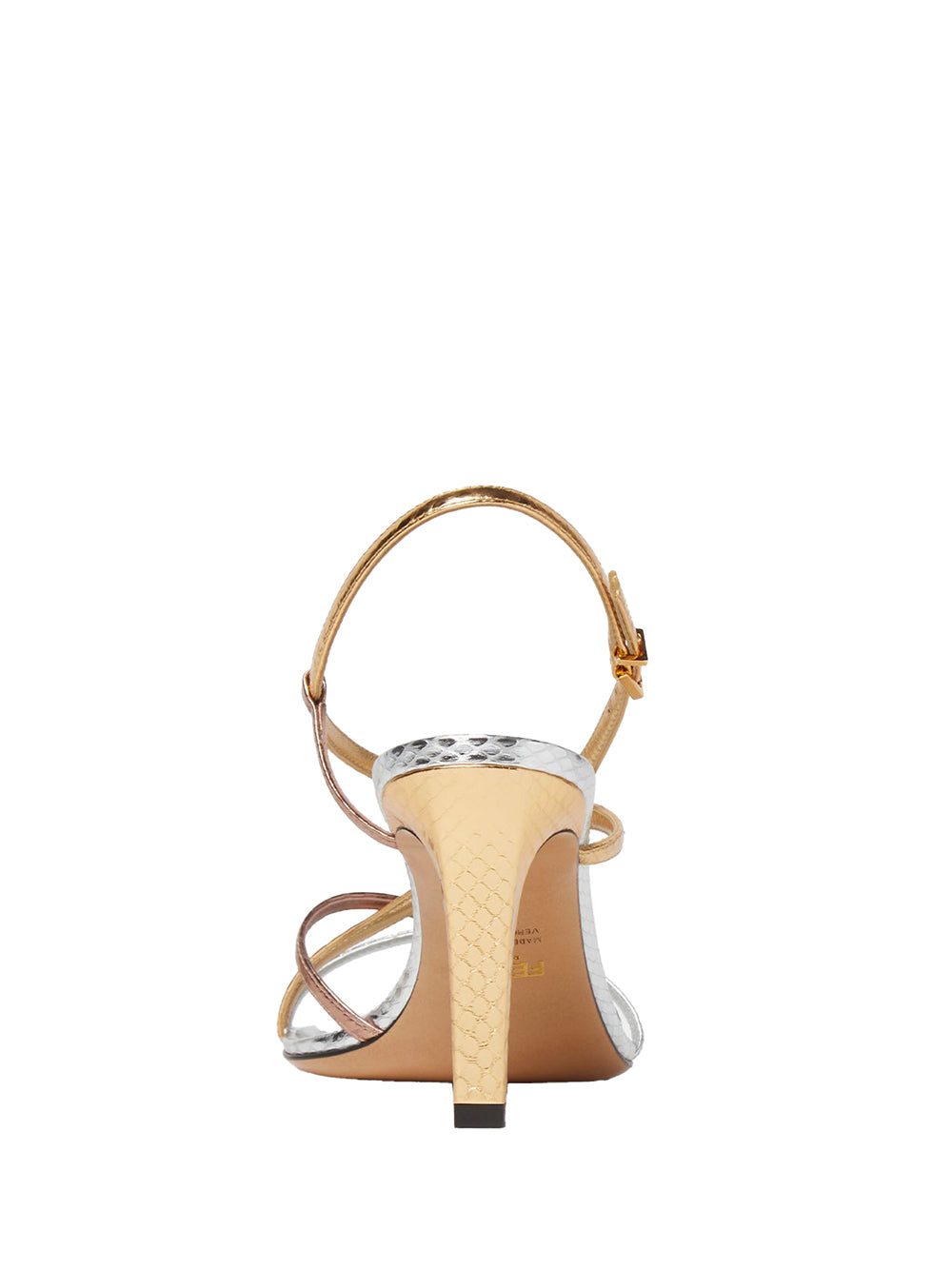 FENDI High-Heeled Metallic Sandals with 8.5 cm Elevation