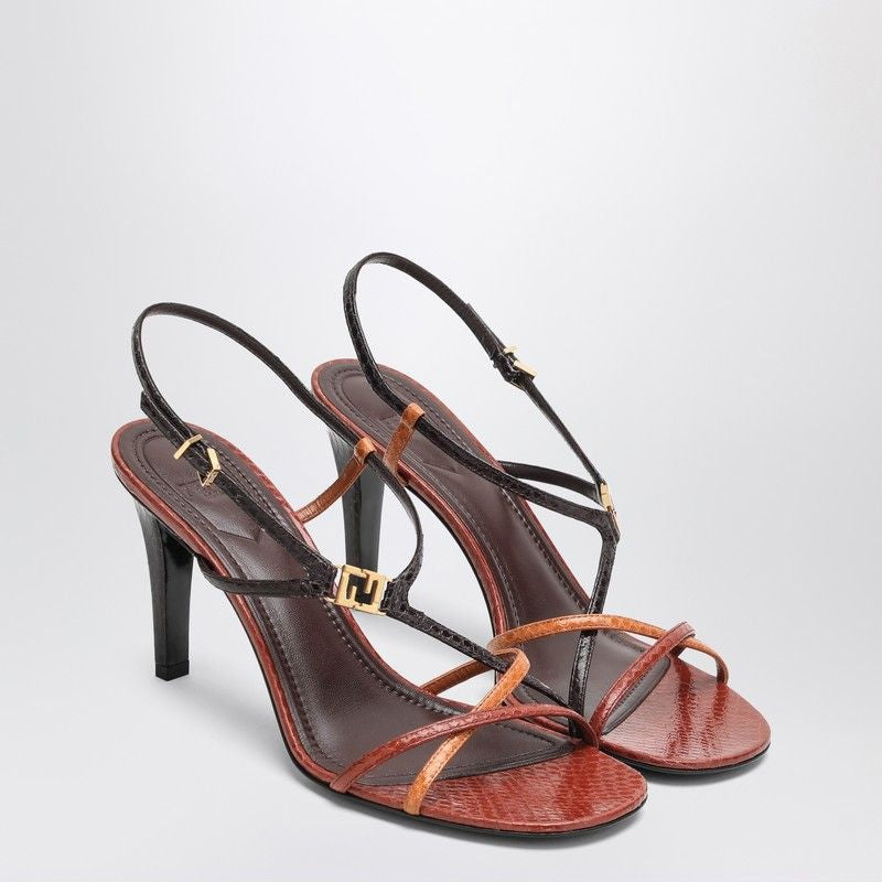 FENDI Asymmetrical Thin Strap Heel Sandal