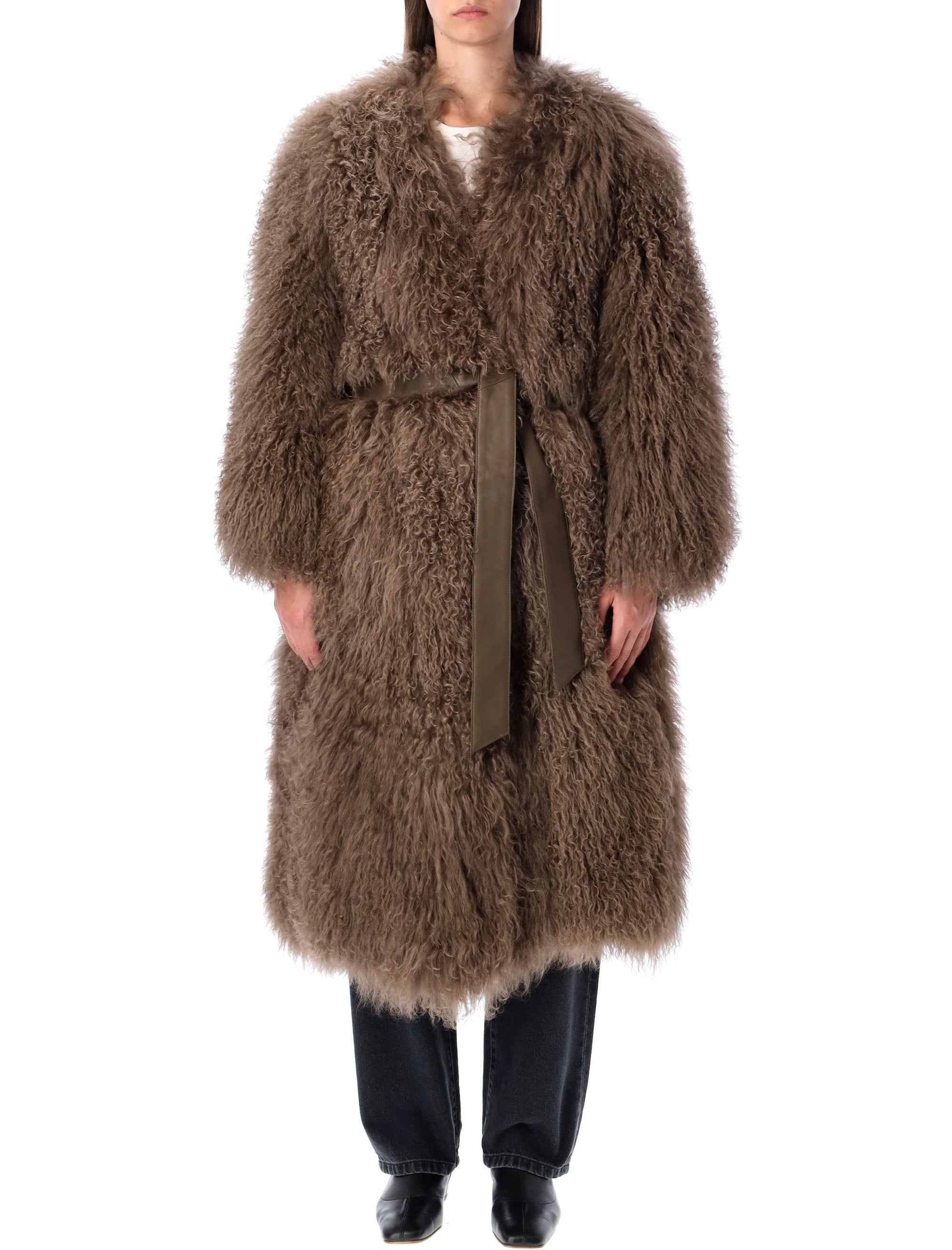 SWORD Luxurious Shearling Maxi Jacket - Size S