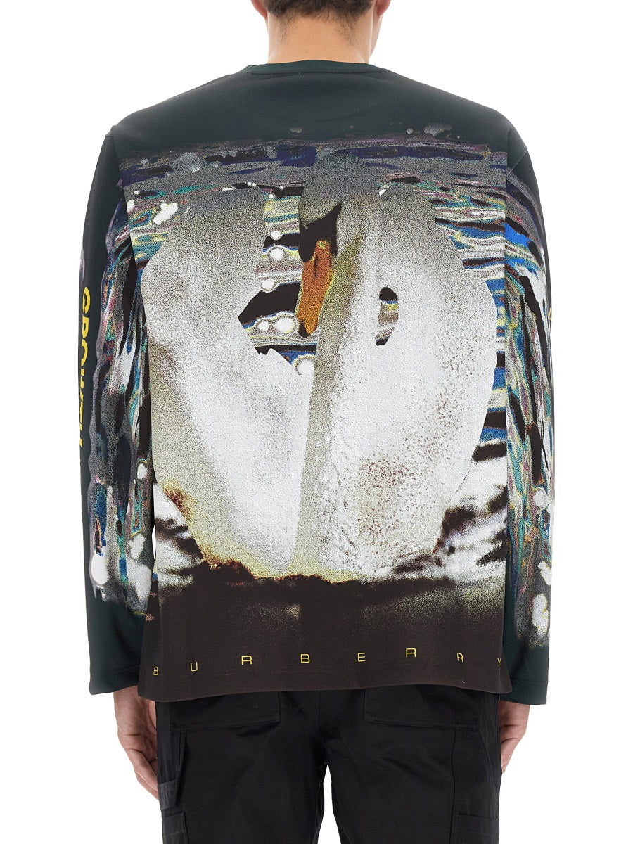 BURBERRY Swan Print T-Shirt - Size L