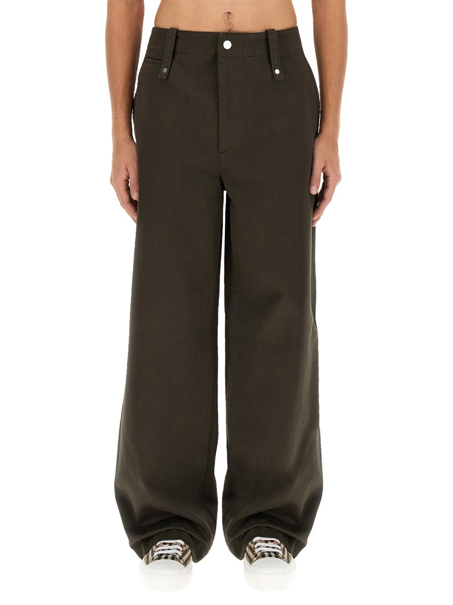BURBERRY Wide-Leg Cotton Trousers for Men - FW23 Collection
