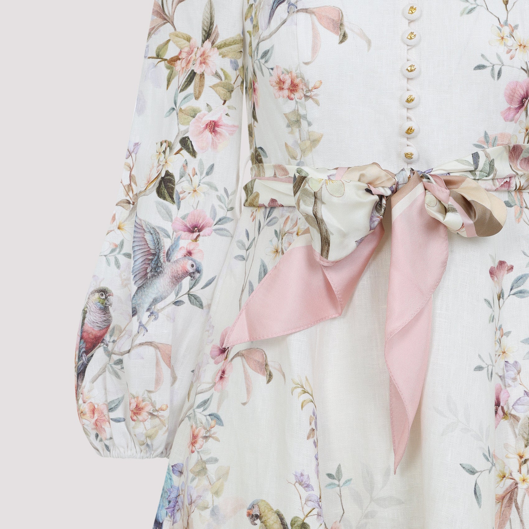 ZIMMERMANN MIDI REBELLION BUTTON LINEN DRESS