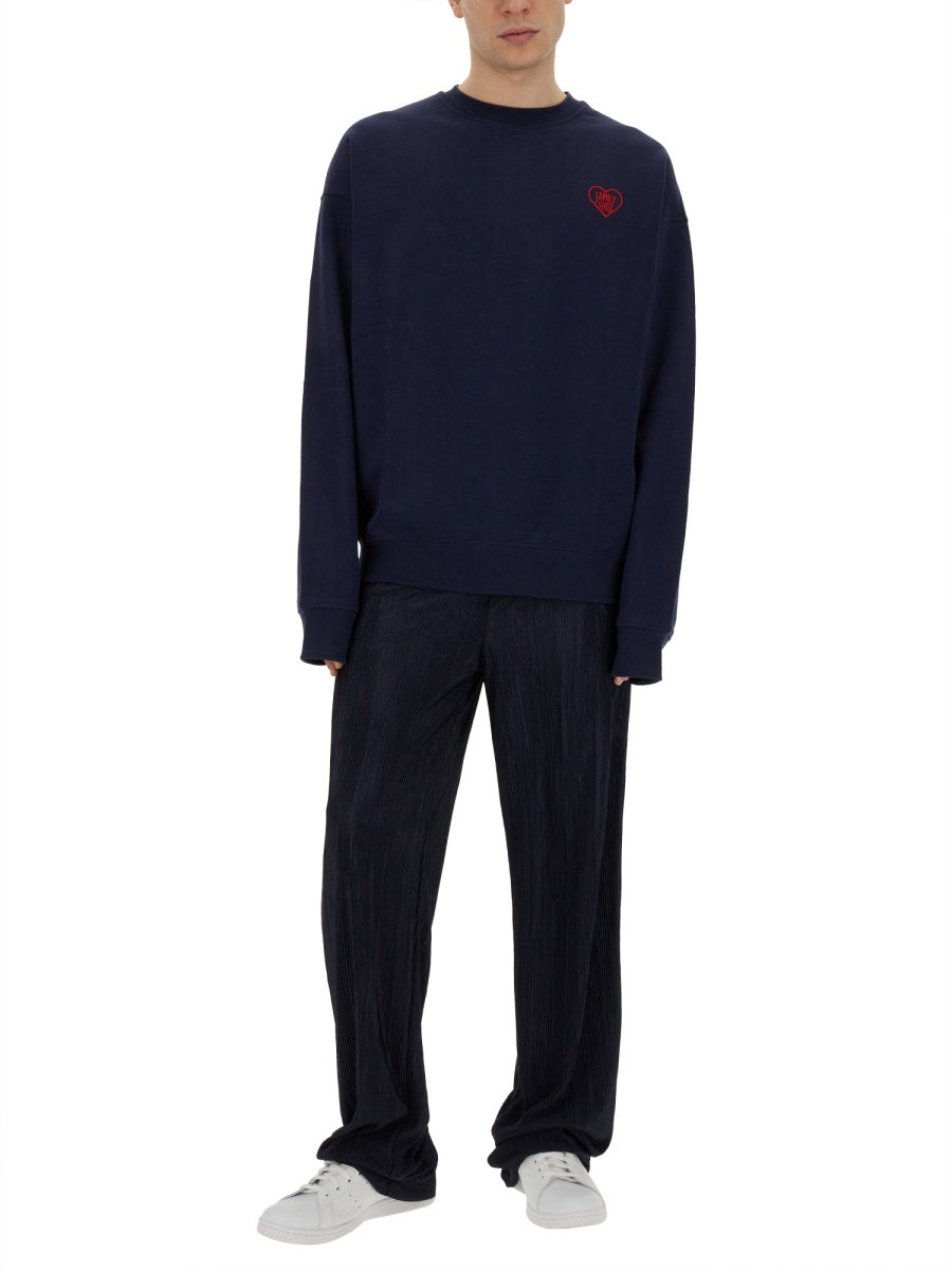 FAMILY FIRST Heart Embroidered Oversized Sweatshirt (Size L)