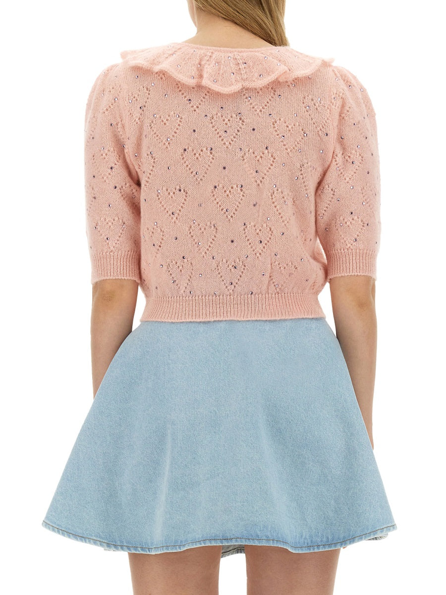 ALESSANDRA RICH Heart Design T-Shirt - Size 40 IT