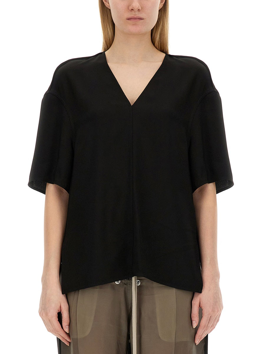 RICK OWENS V-Neck T-Shirt - Size 40 IT