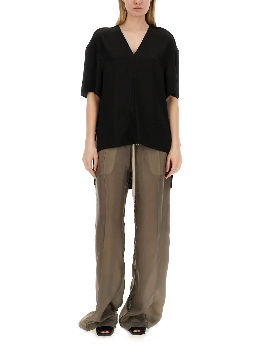 RICK OWENS V-Neck T-Shirt - Size 40 IT