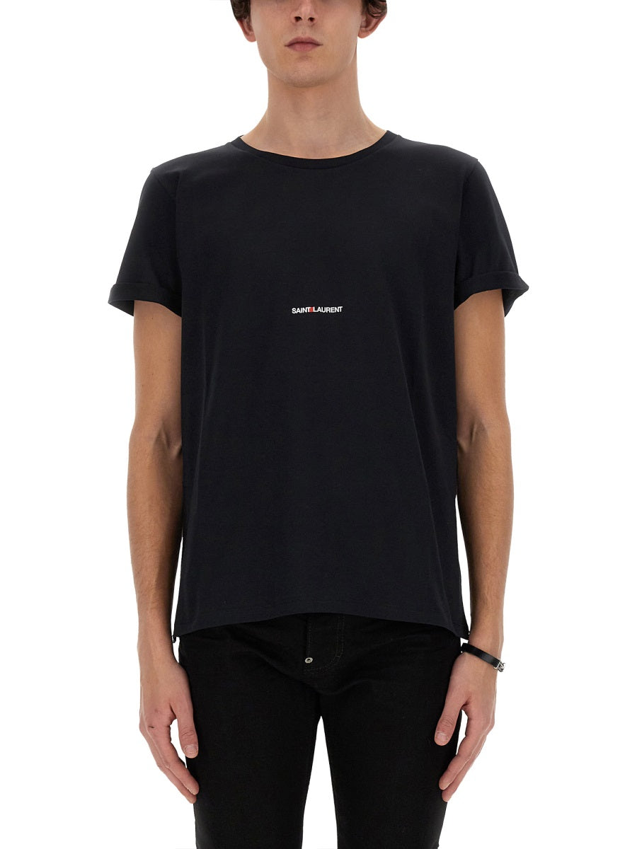 SAINT LAURENT Logo Print T-Shirt - Size L