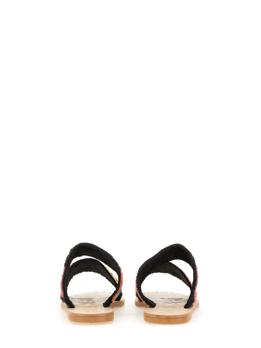 MANEBI Cotton Crochet Sandals with Jute Bands