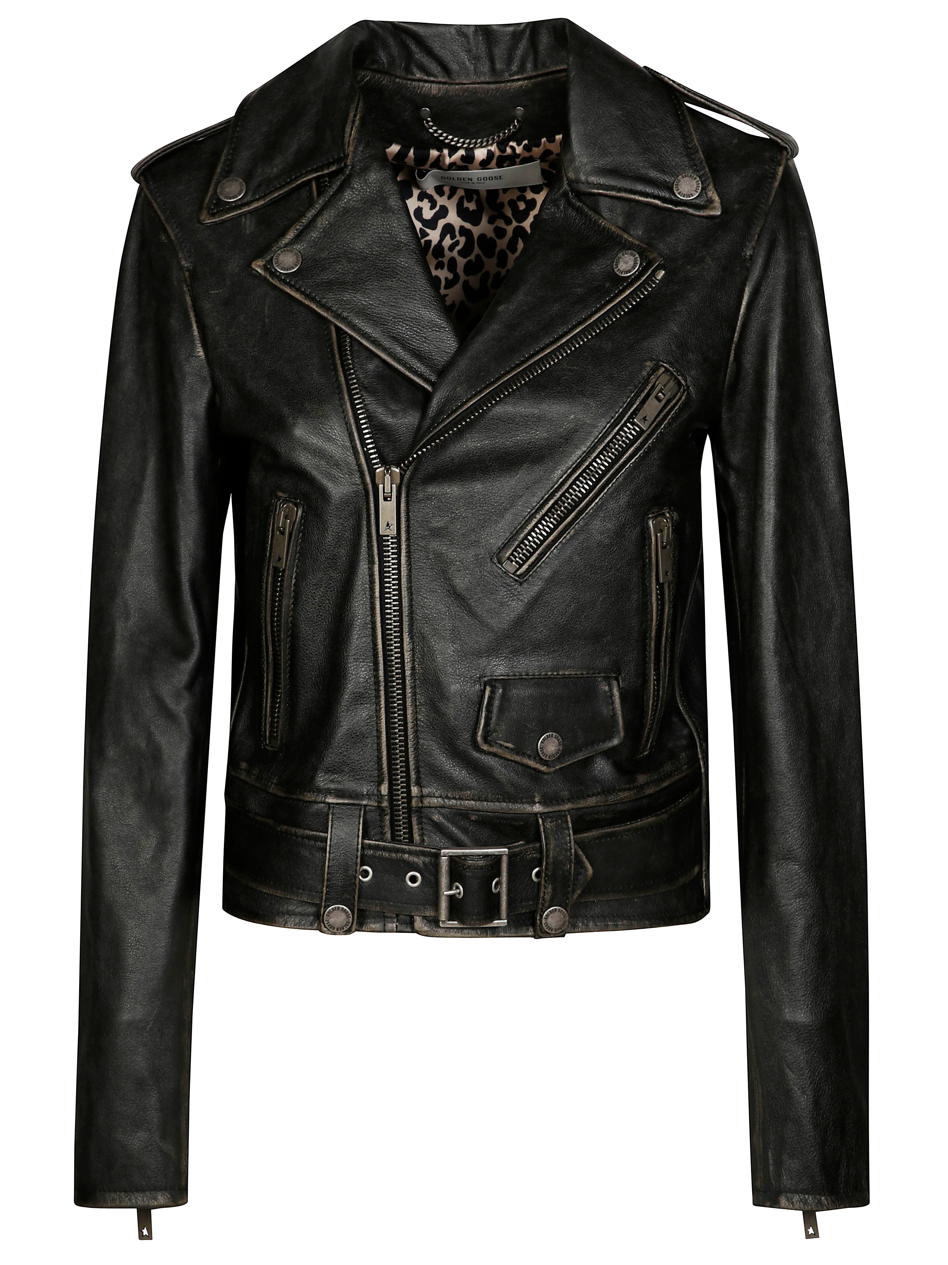 GOLDEN GOOSE Men's Leather Zip-Up Jacket