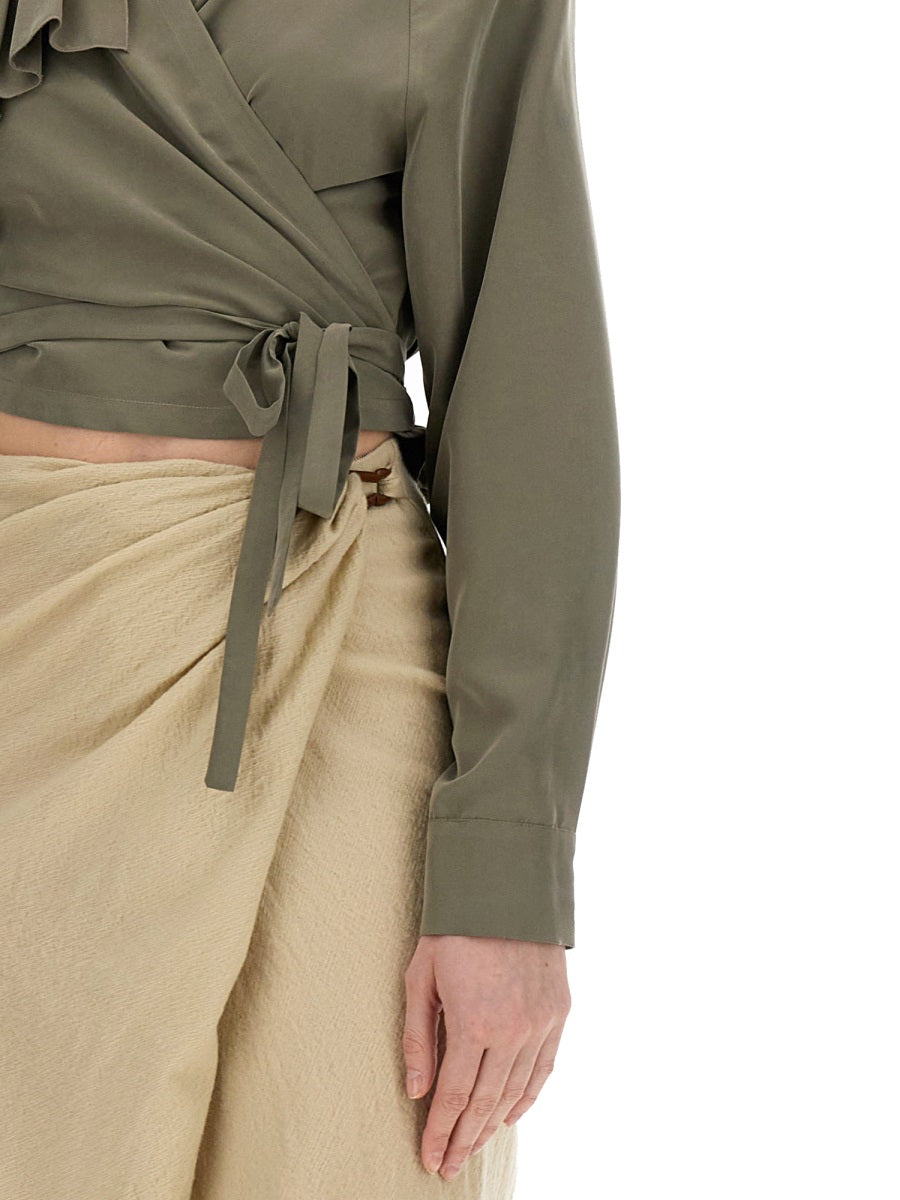 ALYSI Cropped Ruffled Top for Women - Size 42