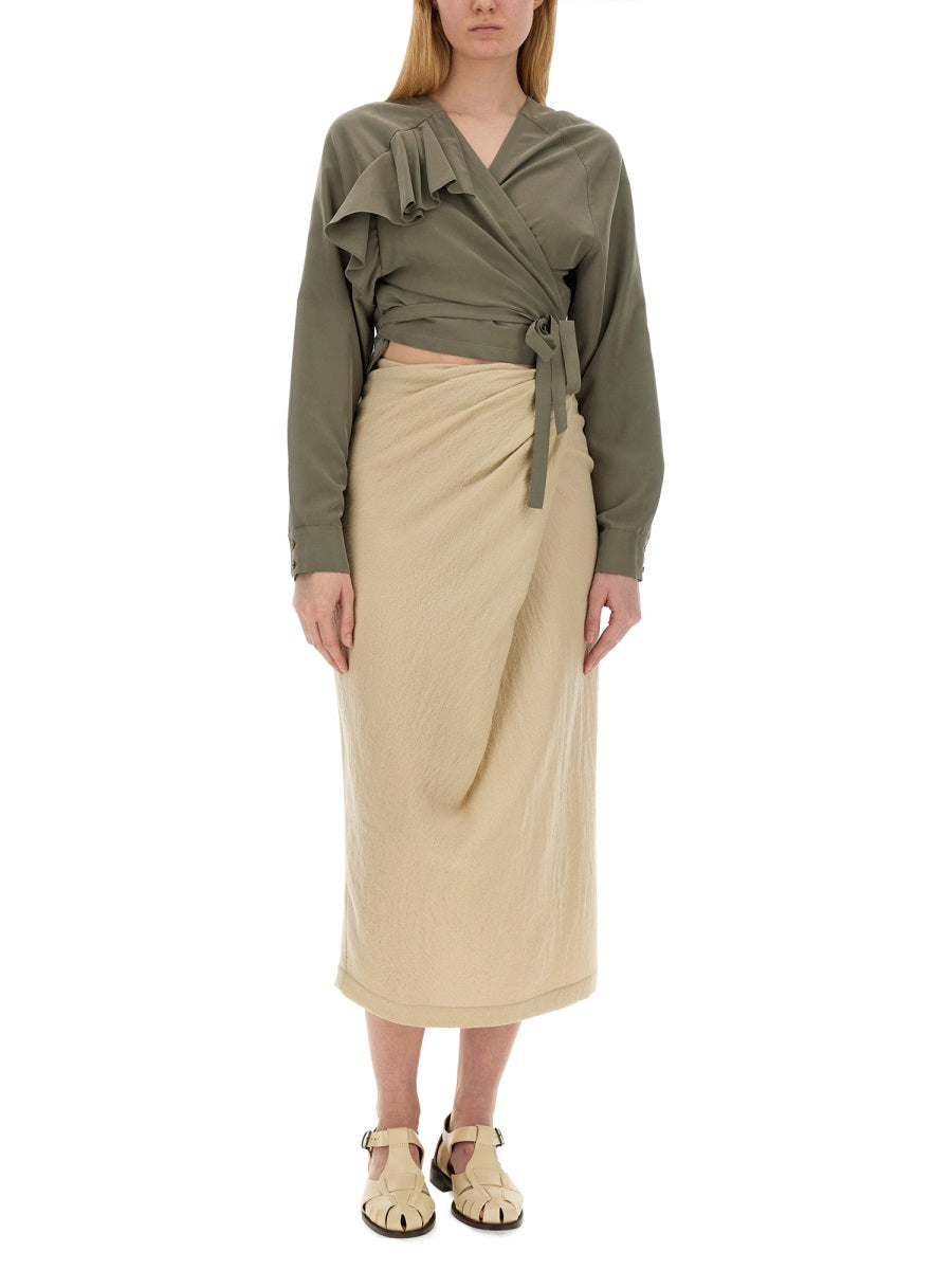 ALYSI Cropped Ruffled Top for Women - Size 42