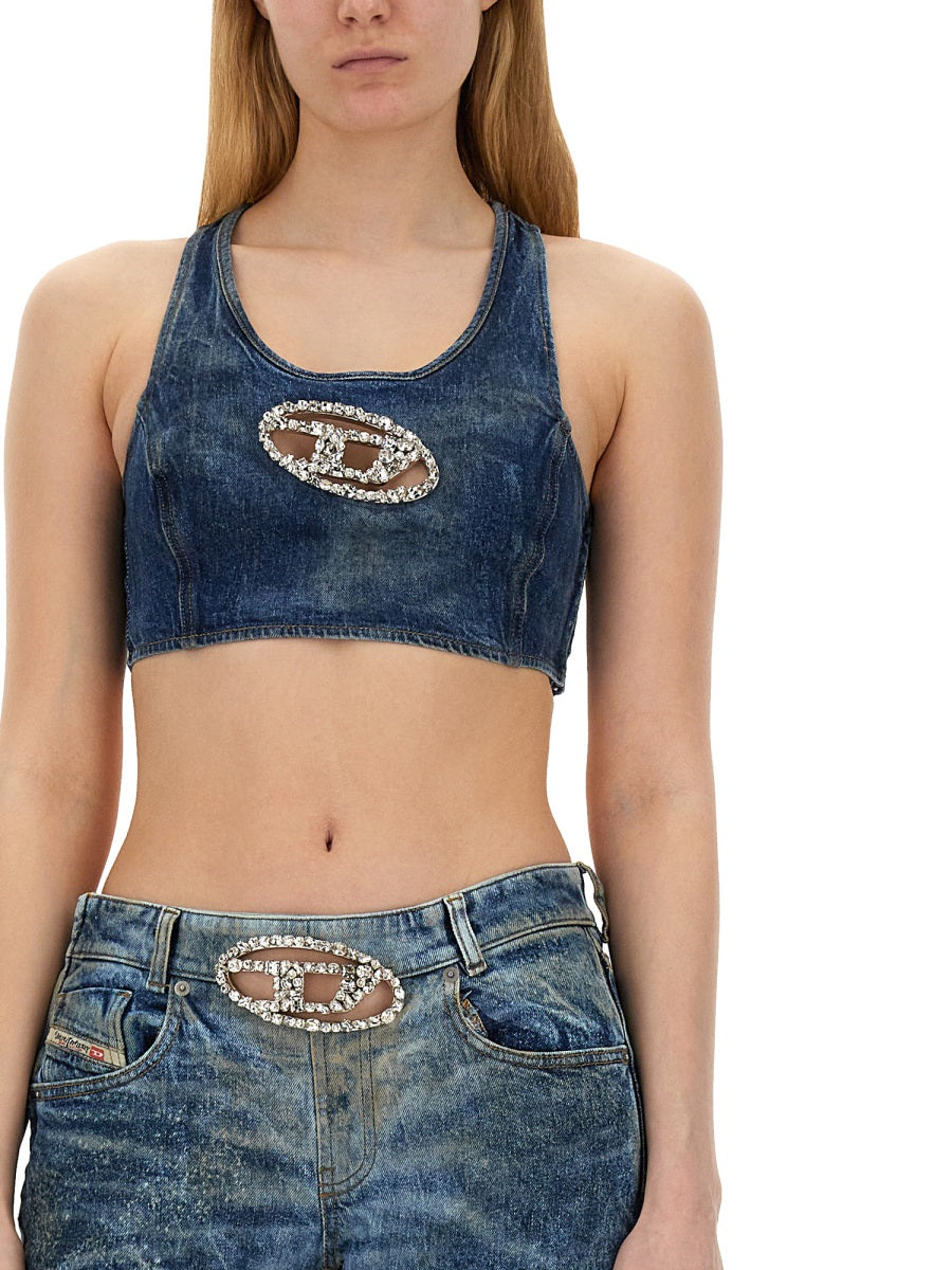 DIESEL Logo-Embellished Denim Tops for Women - Size S