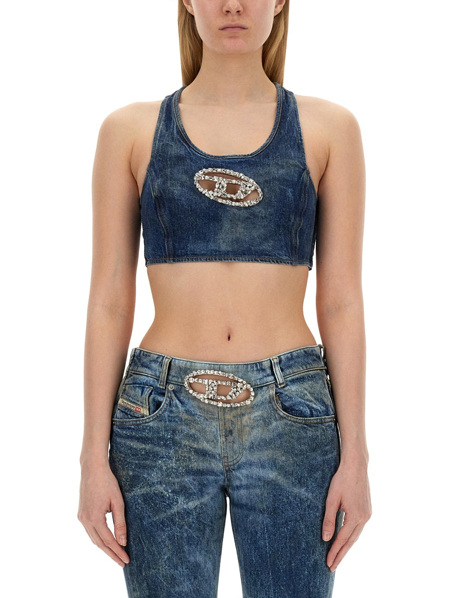 DIESEL Logo-Embellished Denim Tops for Women - Size S