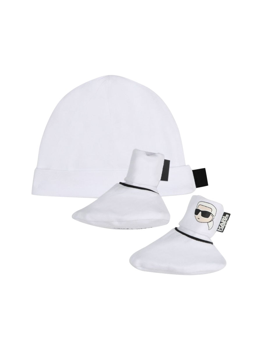 KARL LAGERFELD Mini Bonnet and Slippers Set