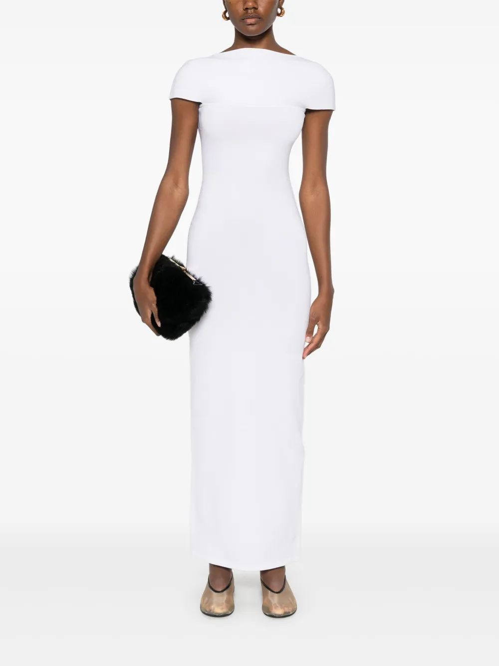 KHAITE Long Basile Dress with Contrast Neckline