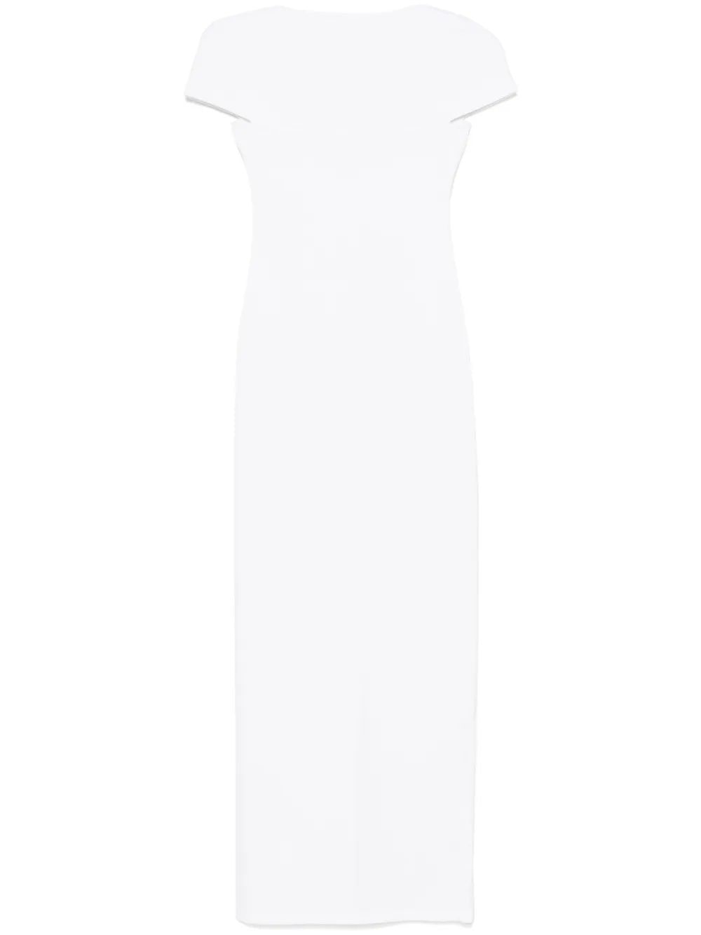 KHAITE Long Basile Dress with Contrast Neckline