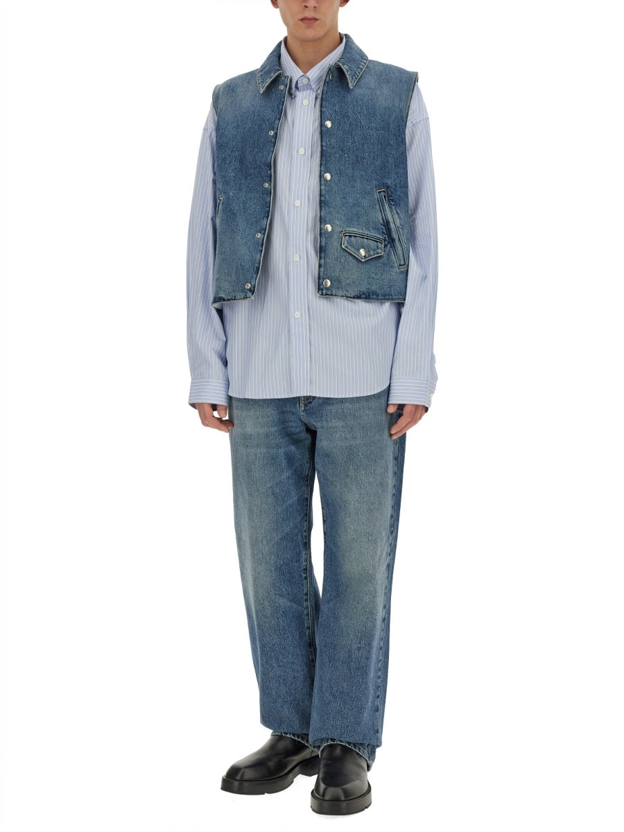 GIVENCHY Men's Denim Vest with Two Side Zipped Pockets