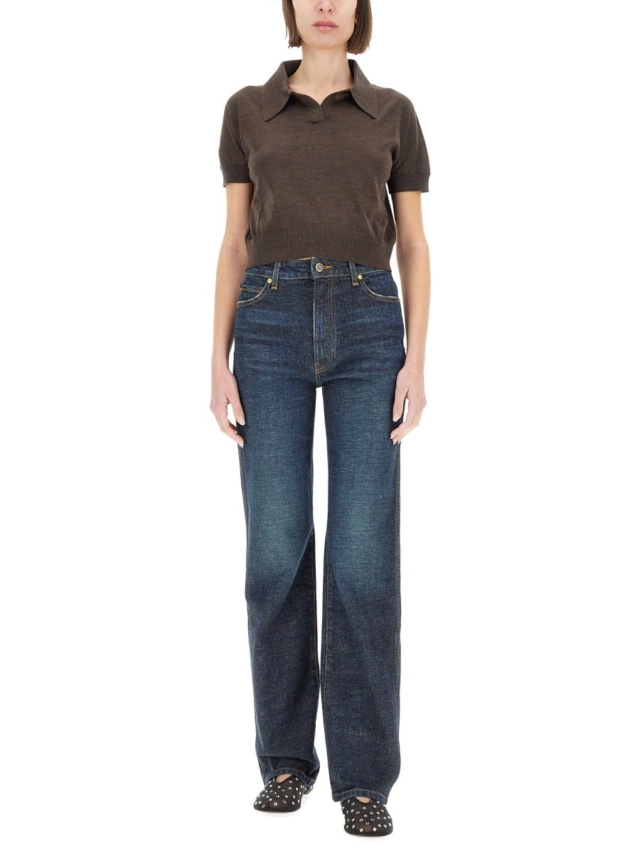 KHAITE Womens Wool Blend Morgane Top - Size S