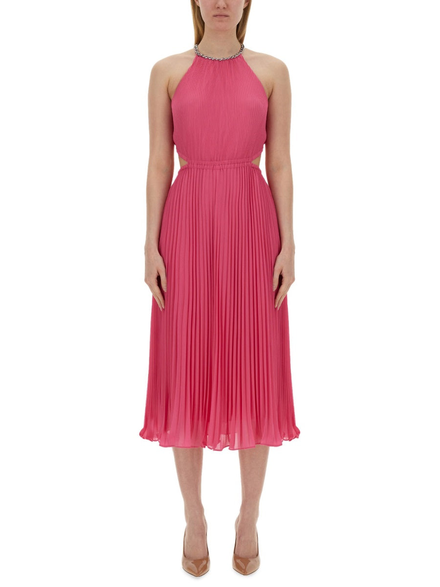 MICHAEL BY MICHAEL KORS Pleated Georgette Dress with Cut-Out Details - Regular Fit
