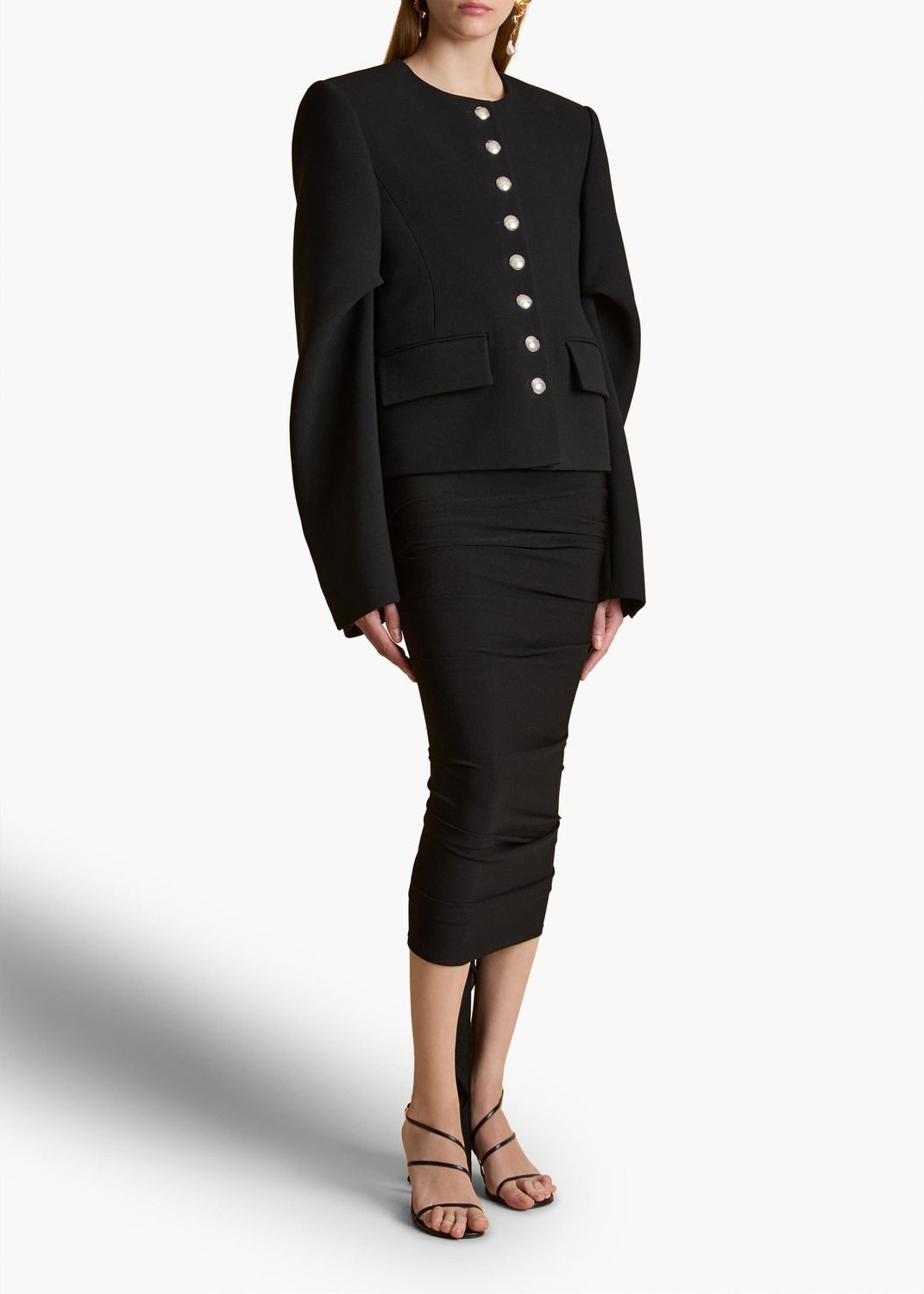 KHAITE Aura Mini Skirt with Waterfall Folds