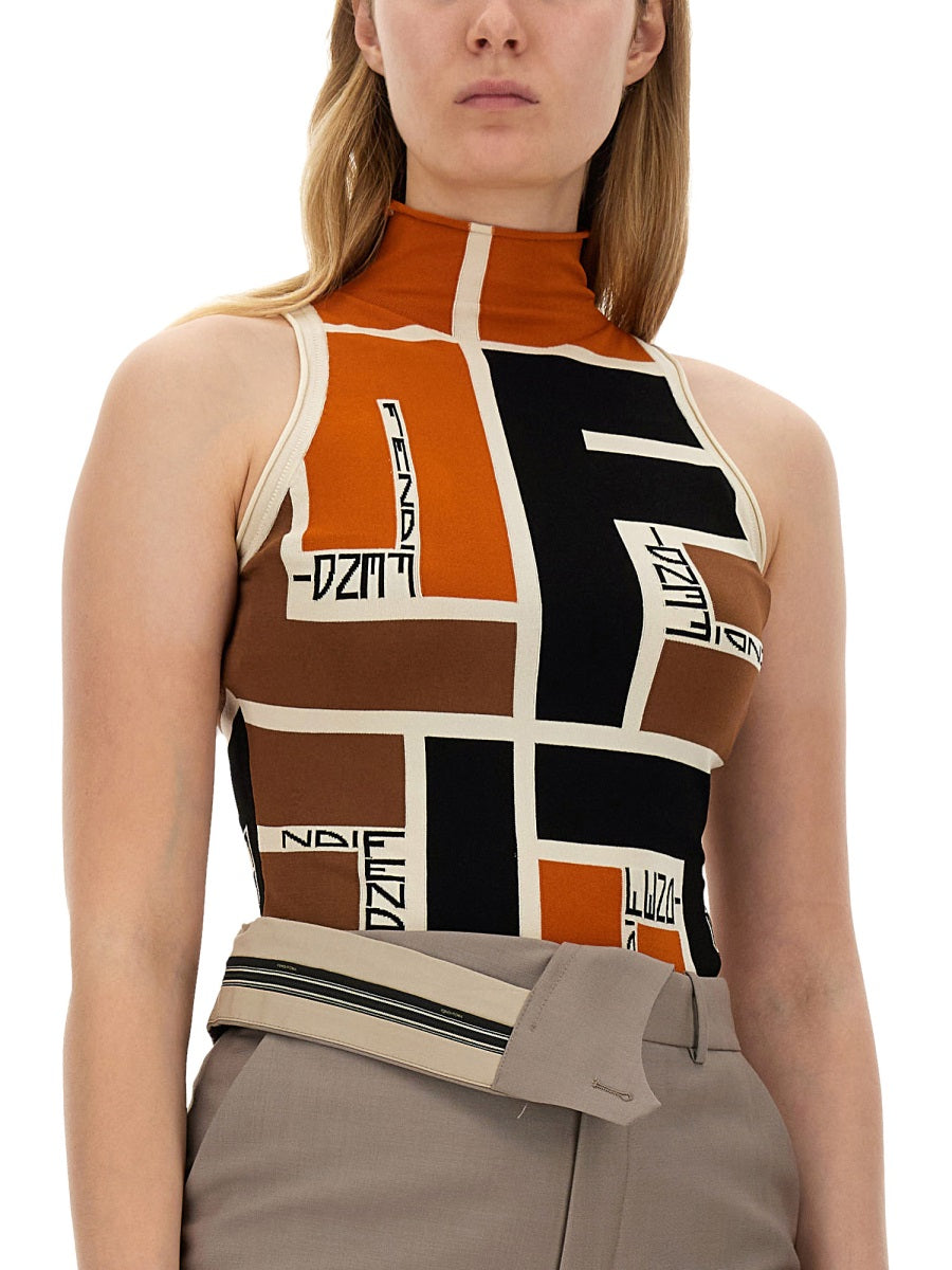 FENDI Puzzle Pattern Top - Size 40 IT