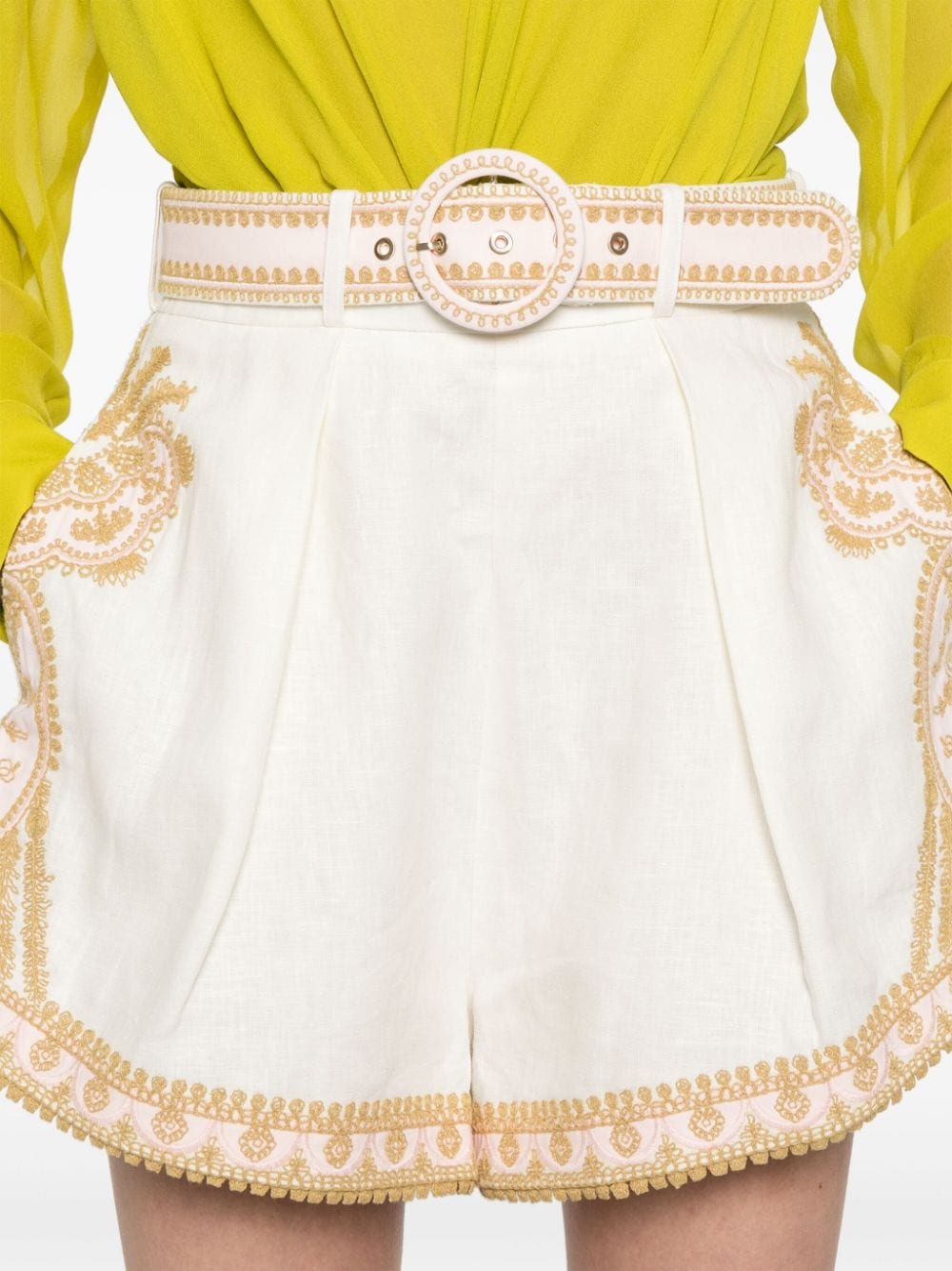 ZIMMERMANN Embroidered Linen Shorts for Women