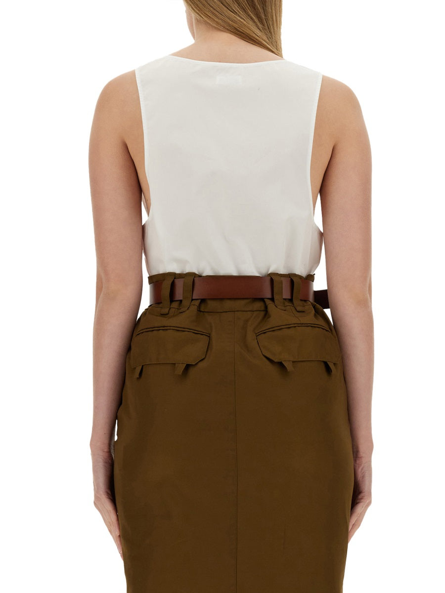 SAINT LAURENT Women's Cotton Mini Henley Dinghy Top