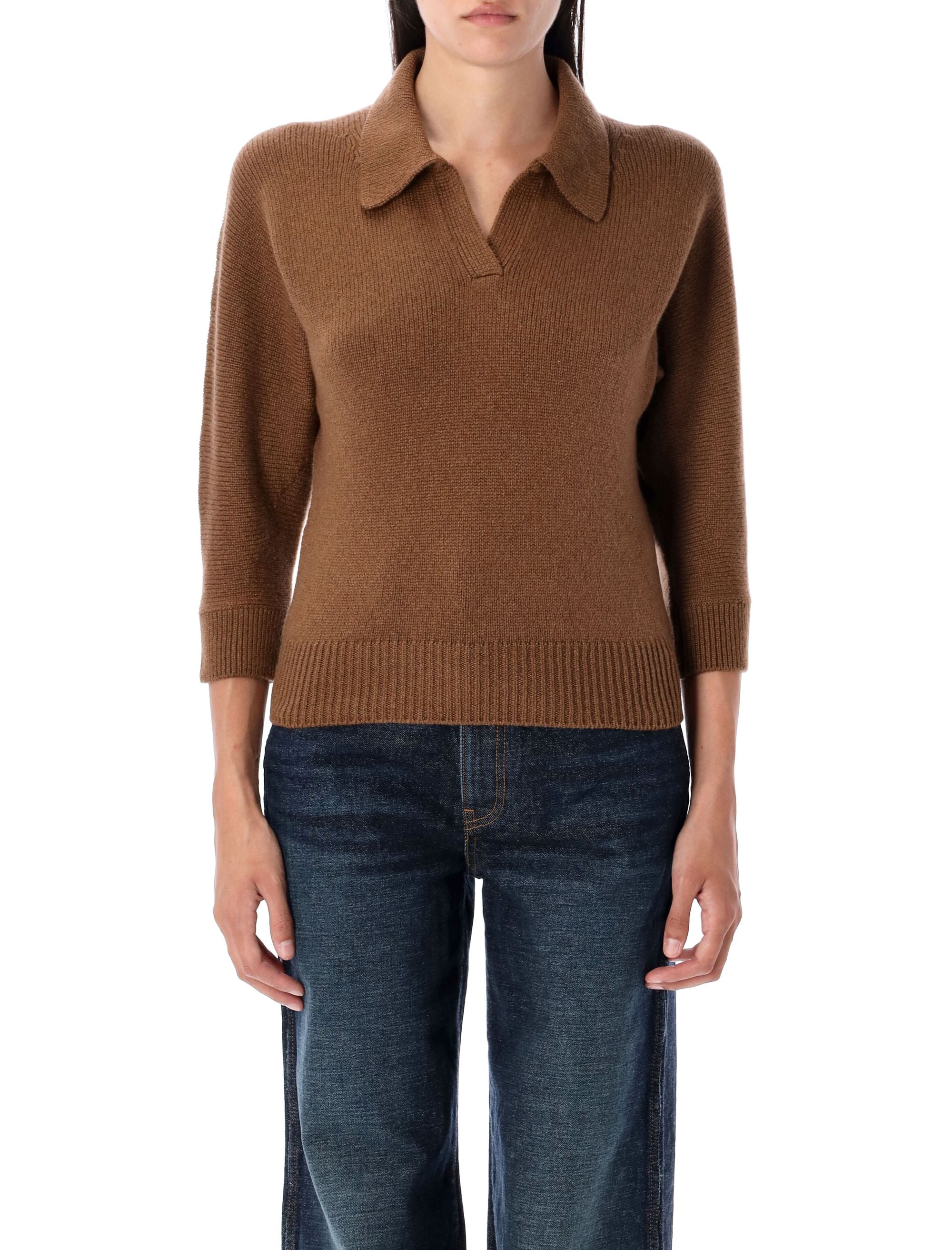 KHAITE Cashmere Open Polo Collar Sweater - Size S