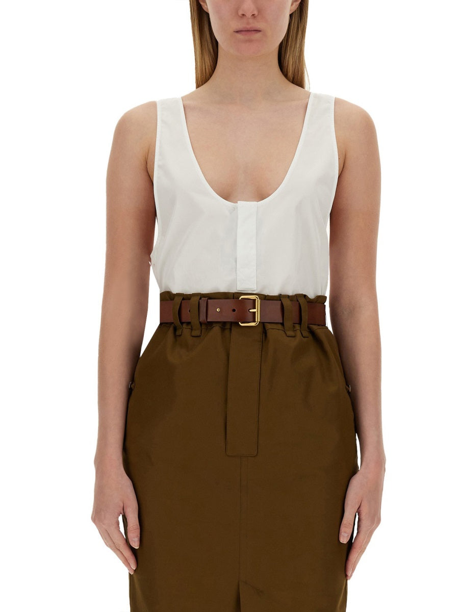 SAINT LAURENT Women's Cotton Mini Henley Dinghy Top