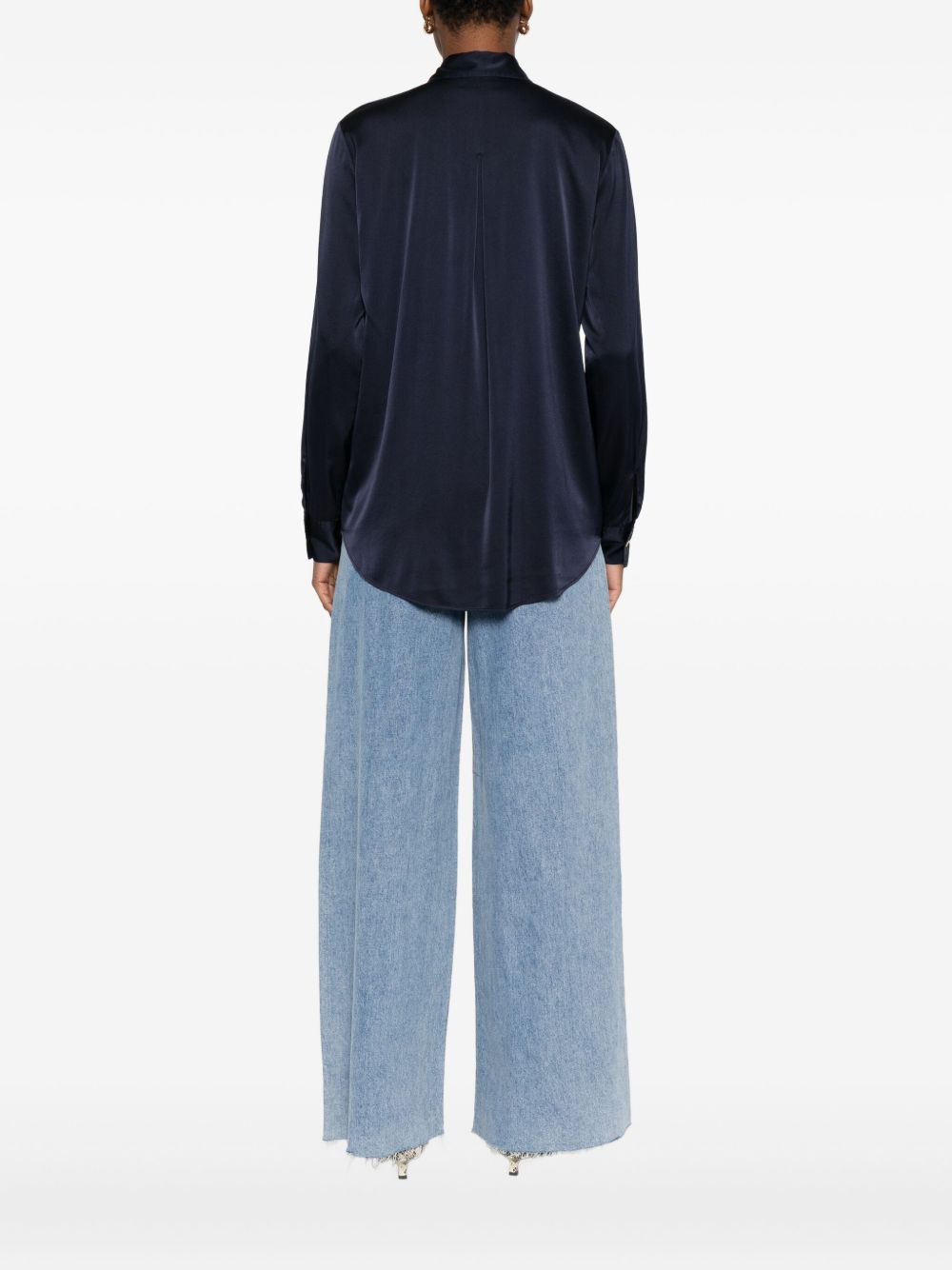 FORTE FORTE Elegant Silk-Blend Long Sleeve Shirt