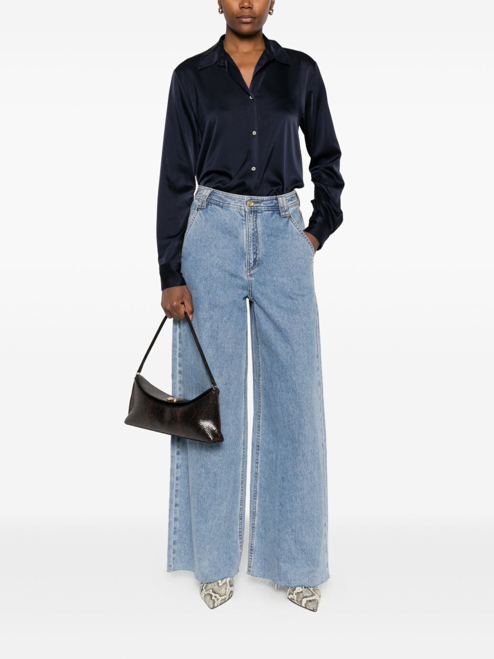 FORTE FORTE Elegant Silk-Blend Long Sleeve Shirt