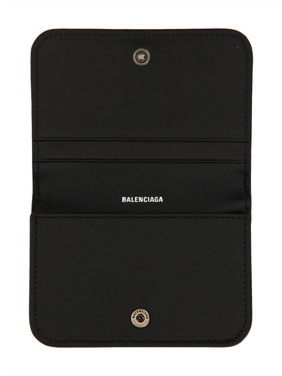 BALENCIAGA Mini Domestic Lamb Leather Card Holder