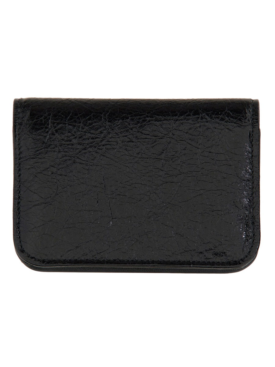 BALENCIAGA Mini Domestic Lamb Leather Card Holder