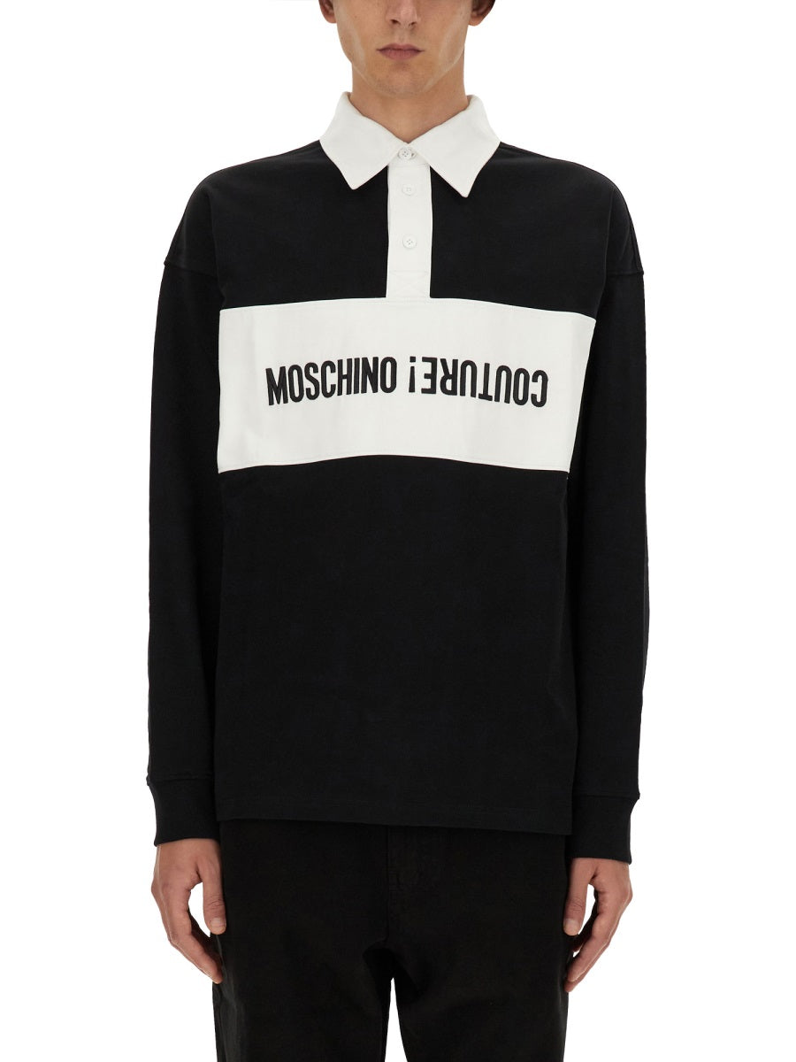 MOSCHINO Upside Down Logo Polo Shirt - Size 48 IT