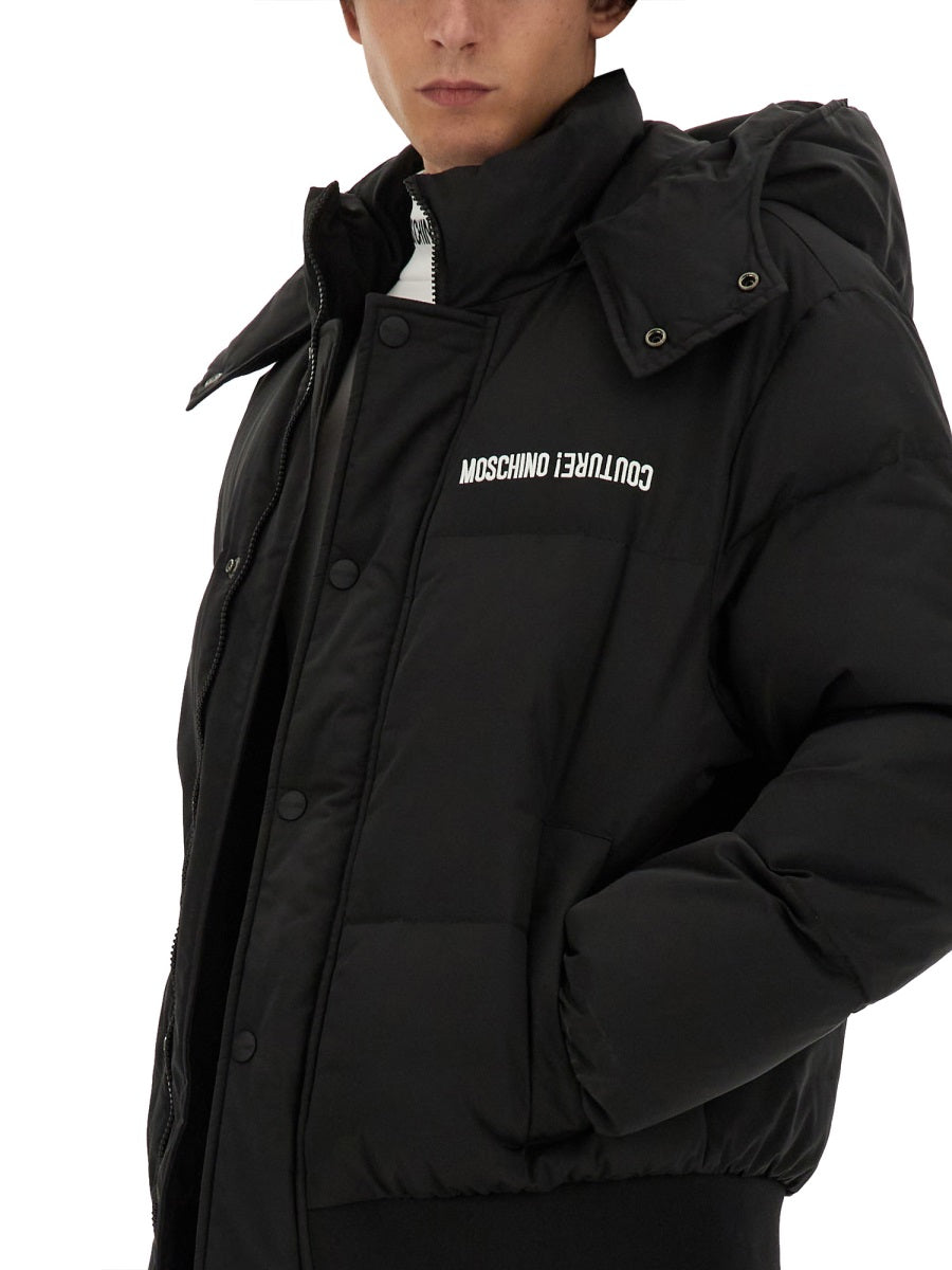 MOSCHINO Men's Down Jacket with Logo - Size 48 IT